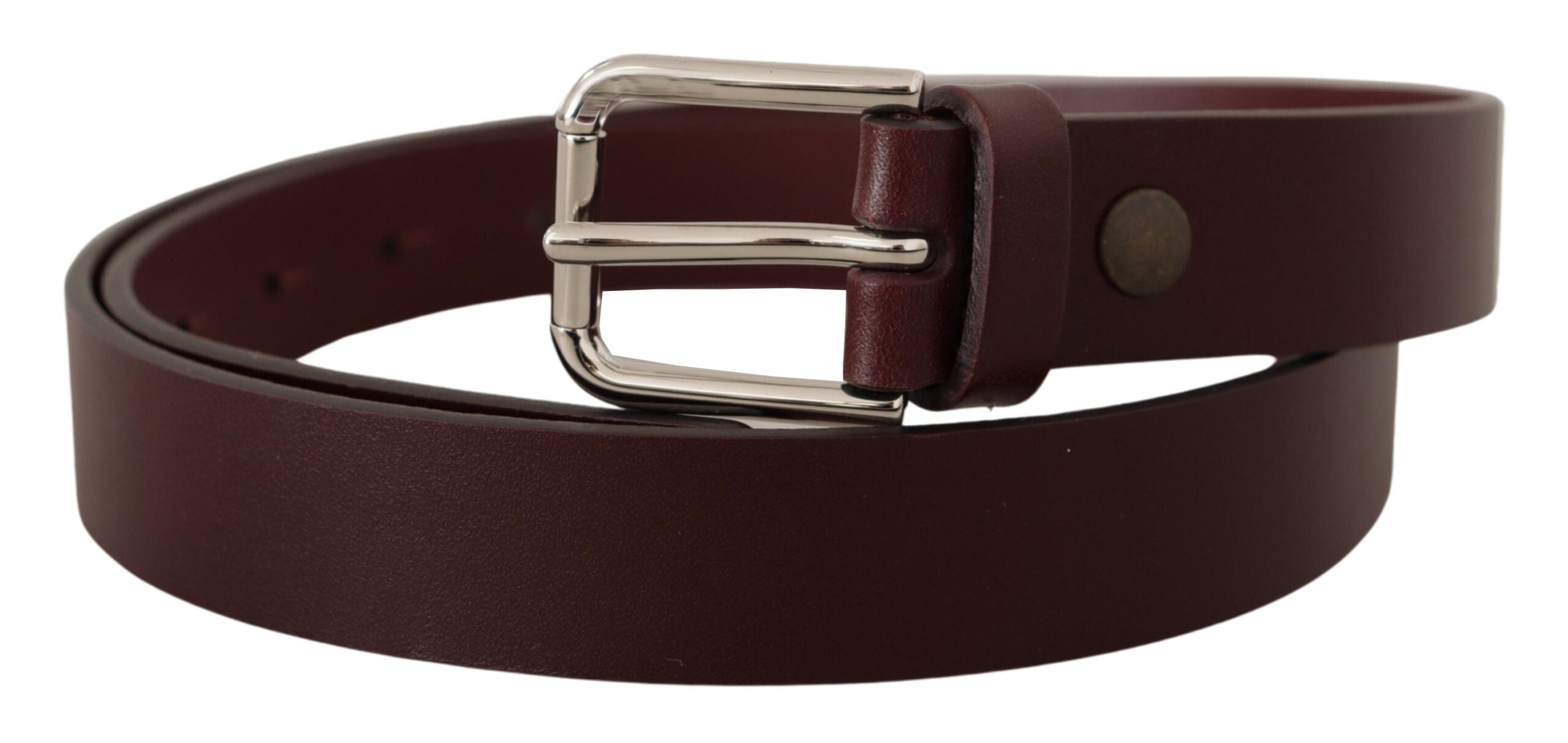 Dolce & Gabbana Maroon Luxe Leather Belt with Metal Buckle - Luksusmuotia Dolce & Gabbana - Tutustu YVES JAVANNI® 