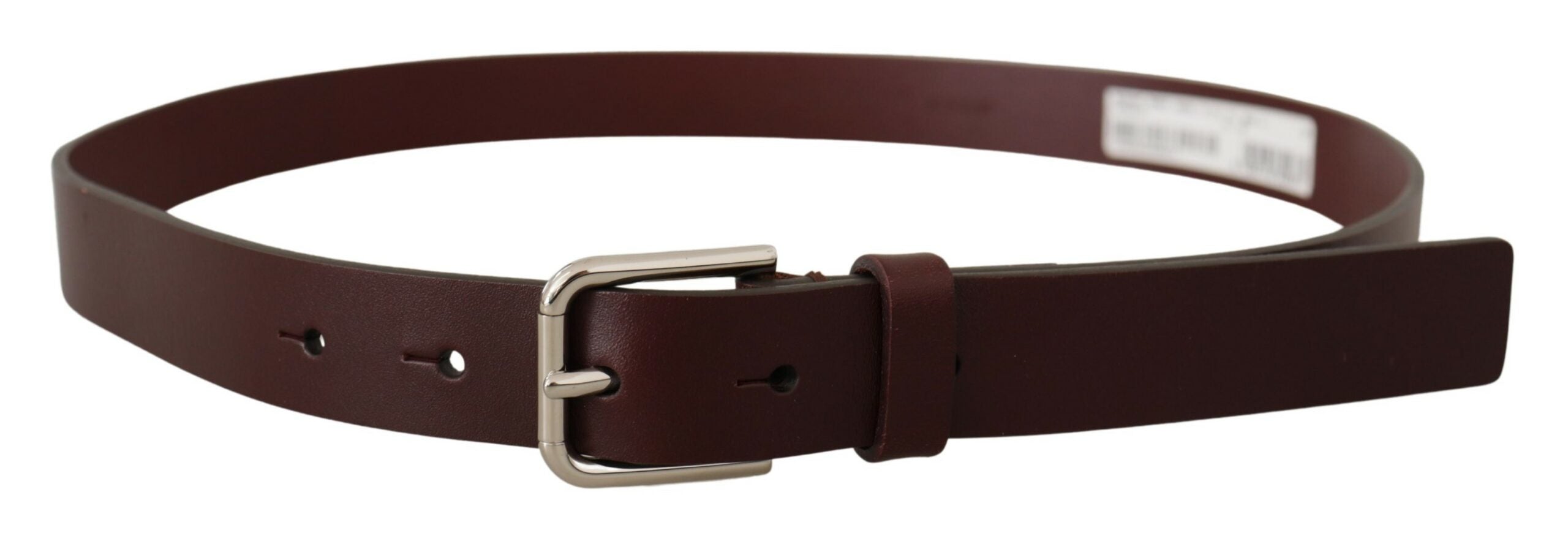 Dolce & Gabbana Maroon Luxe Leather Belt with Metal Buckle - Luksusmuotia Dolce & Gabbana - Tutustu YVES JAVANNI® 