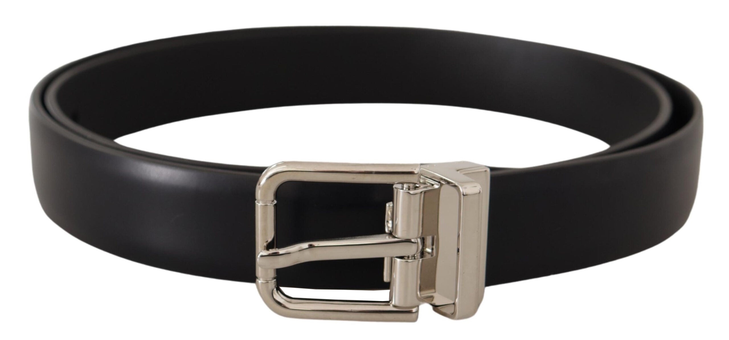 Dolce & Gabbana Elegant Black Leather Belt with Metal Buckle - Luksusmuotia Dolce & Gabbana - Tutustu YVES JAVANNI® 