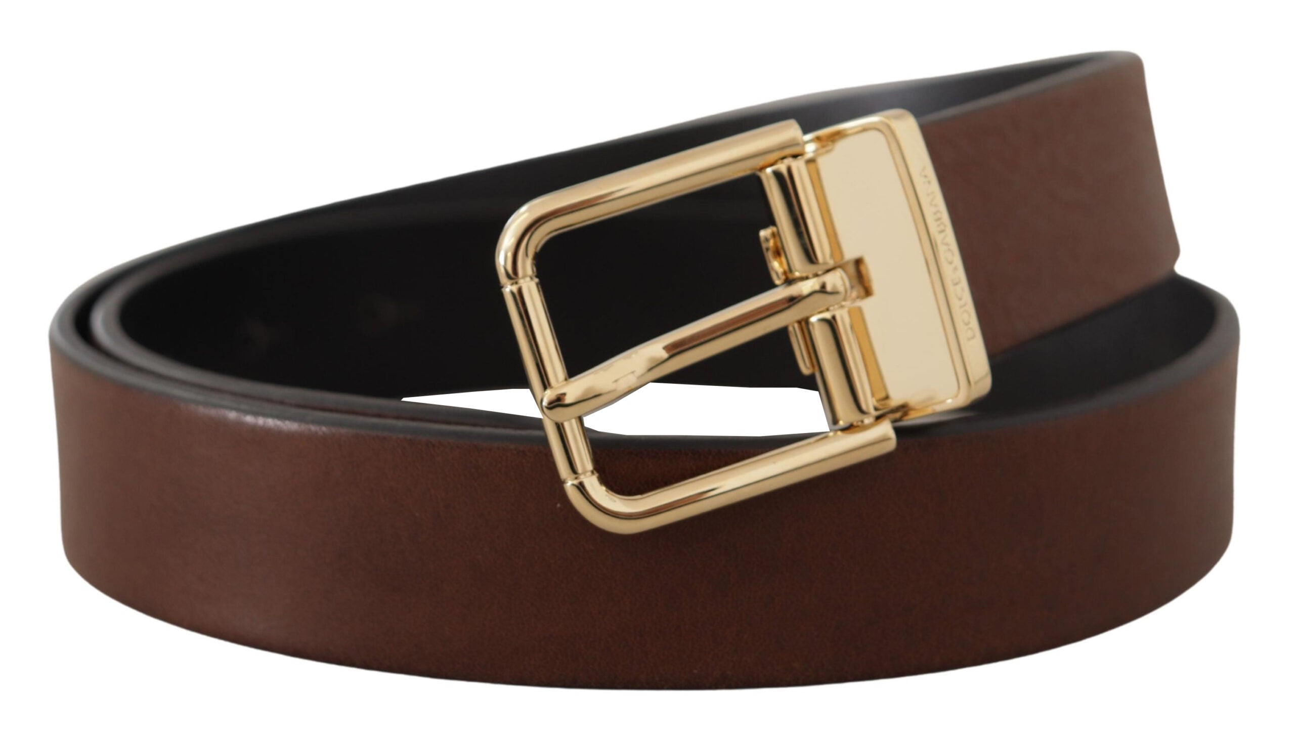 Dolce & Gabbana Elegant Brown Leather Belt with Metal Buckle - Luksusmuotia Dolce & Gabbana - Tutustu YVES JAVANNI® 