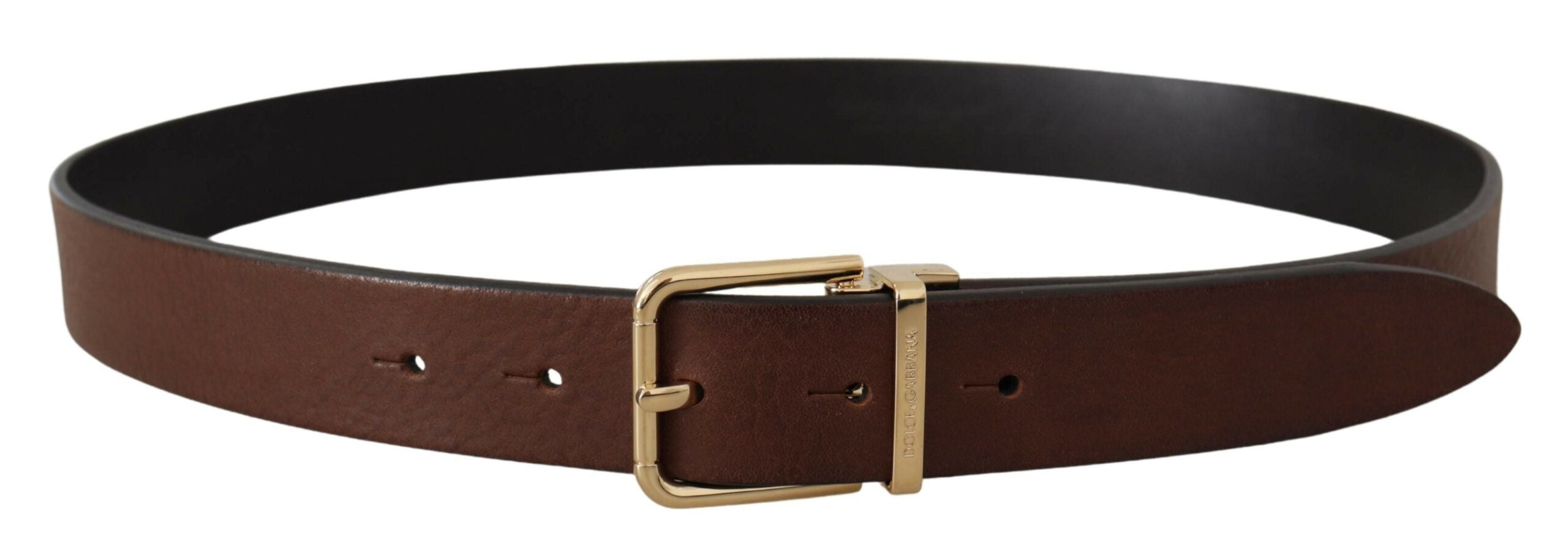 Dolce & Gabbana Elegant Brown Leather Belt with Metal Buckle - Luksusmuotia Dolce & Gabbana - Tutustu YVES JAVANNI® 