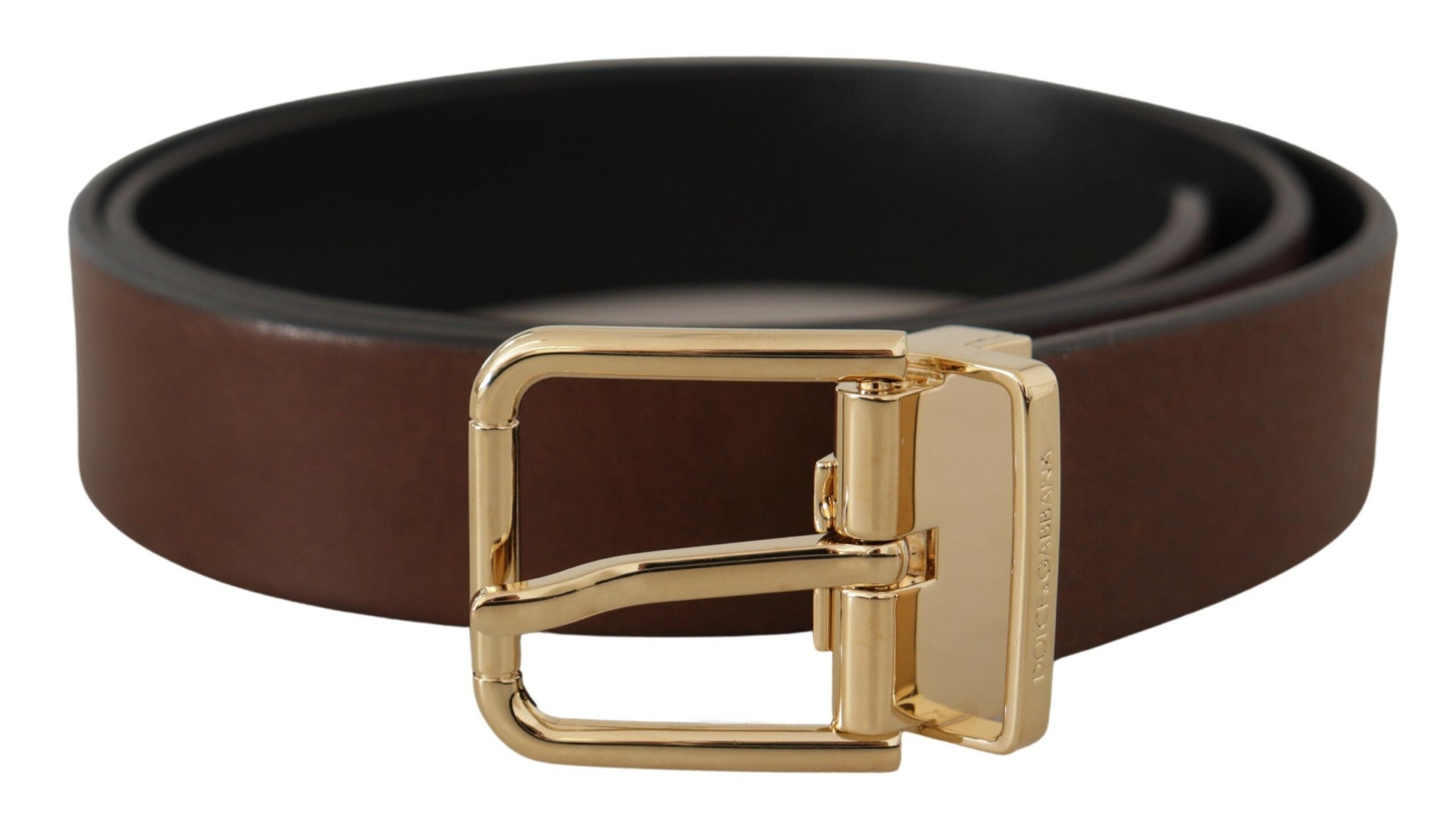 Dolce & Gabbana Elegant Brown Leather Belt with Metal Buckle - Luksusmuotia Dolce & Gabbana - Tutustu YVES JAVANNI® 