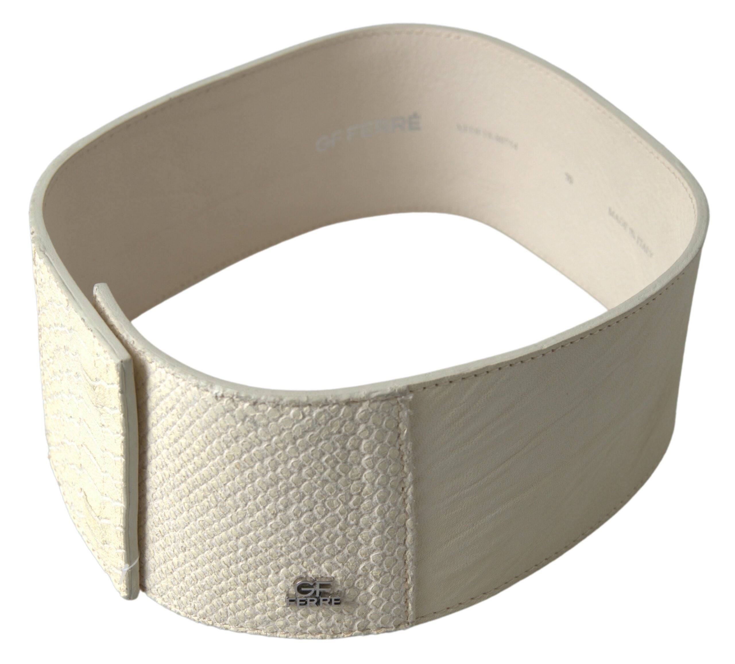 GF Ferre Chic Off White Snap Button Fashion Belt - Luksusmuotia GF Ferre - Tutustu YVES JAVANNI® 