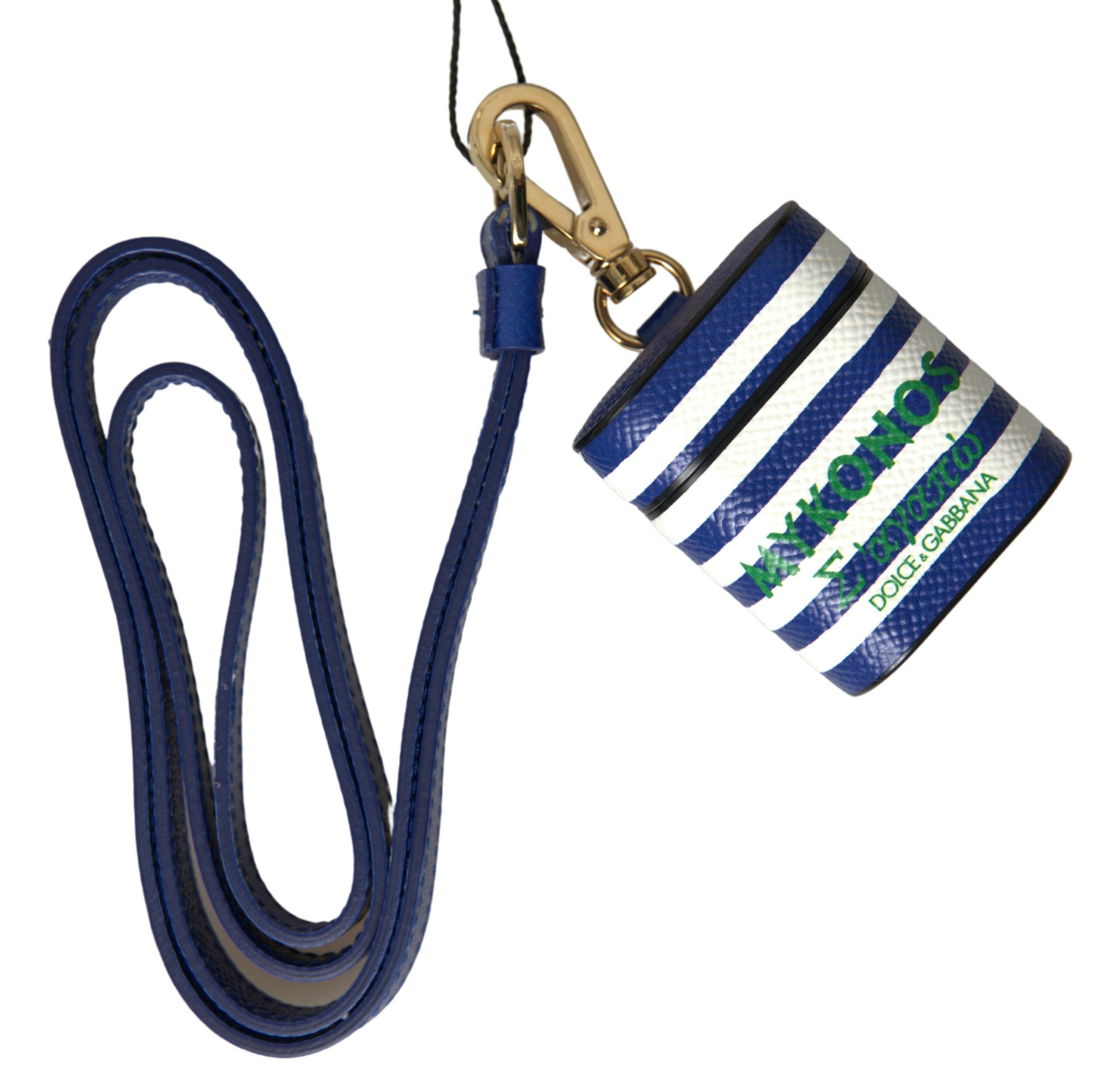 Dolce & Gabbana Chic Blue Striped Leather Airpods Case - Luksusmuotia Dolce & Gabbana - Tutustu YVES JAVANNI® 