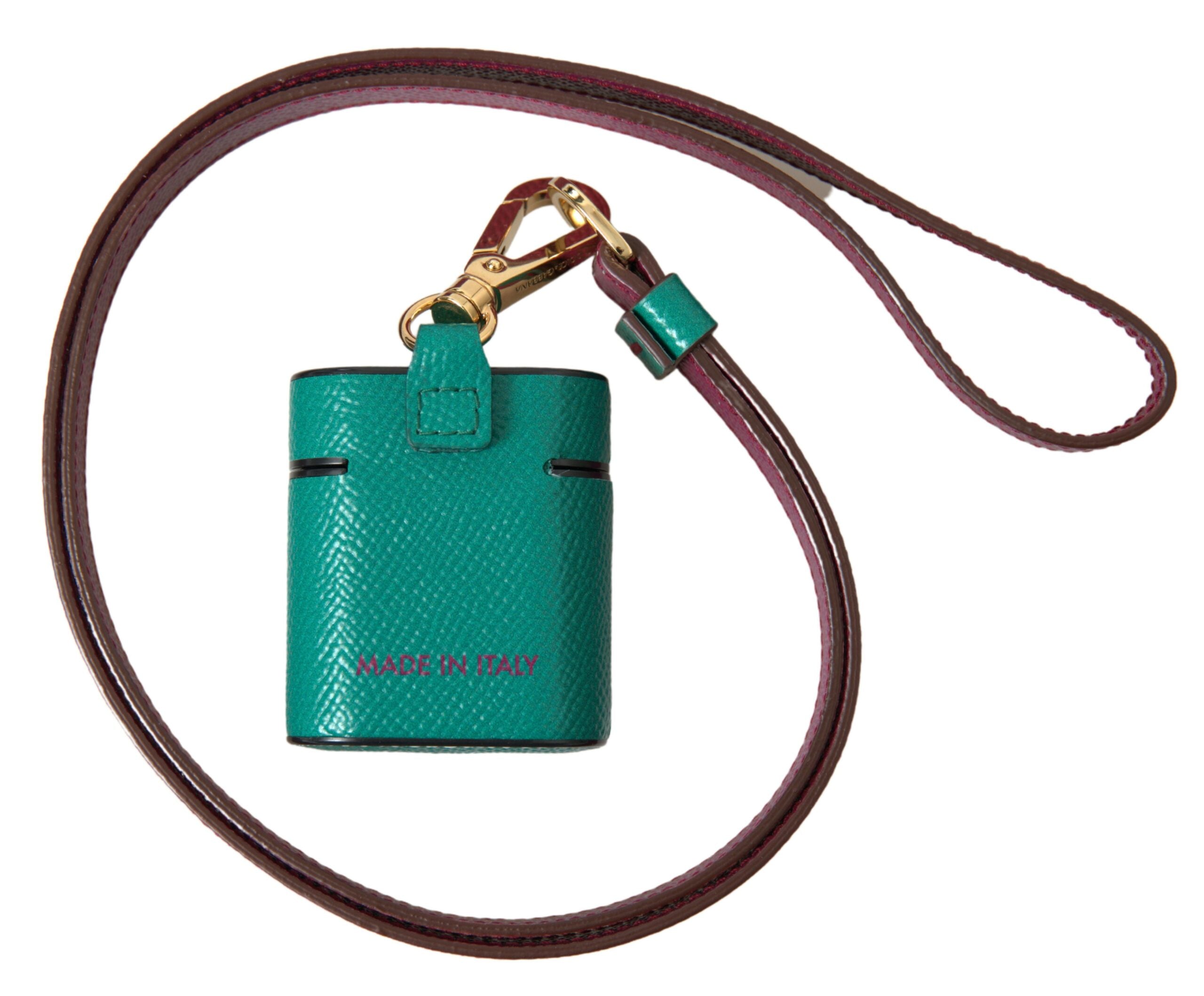 Dolce & Gabbana Elegant Leather Airpods Case in Green and Maroon - Luksusmuotia Dolce & Gabbana - Tutustu YVES JAVANNI® 