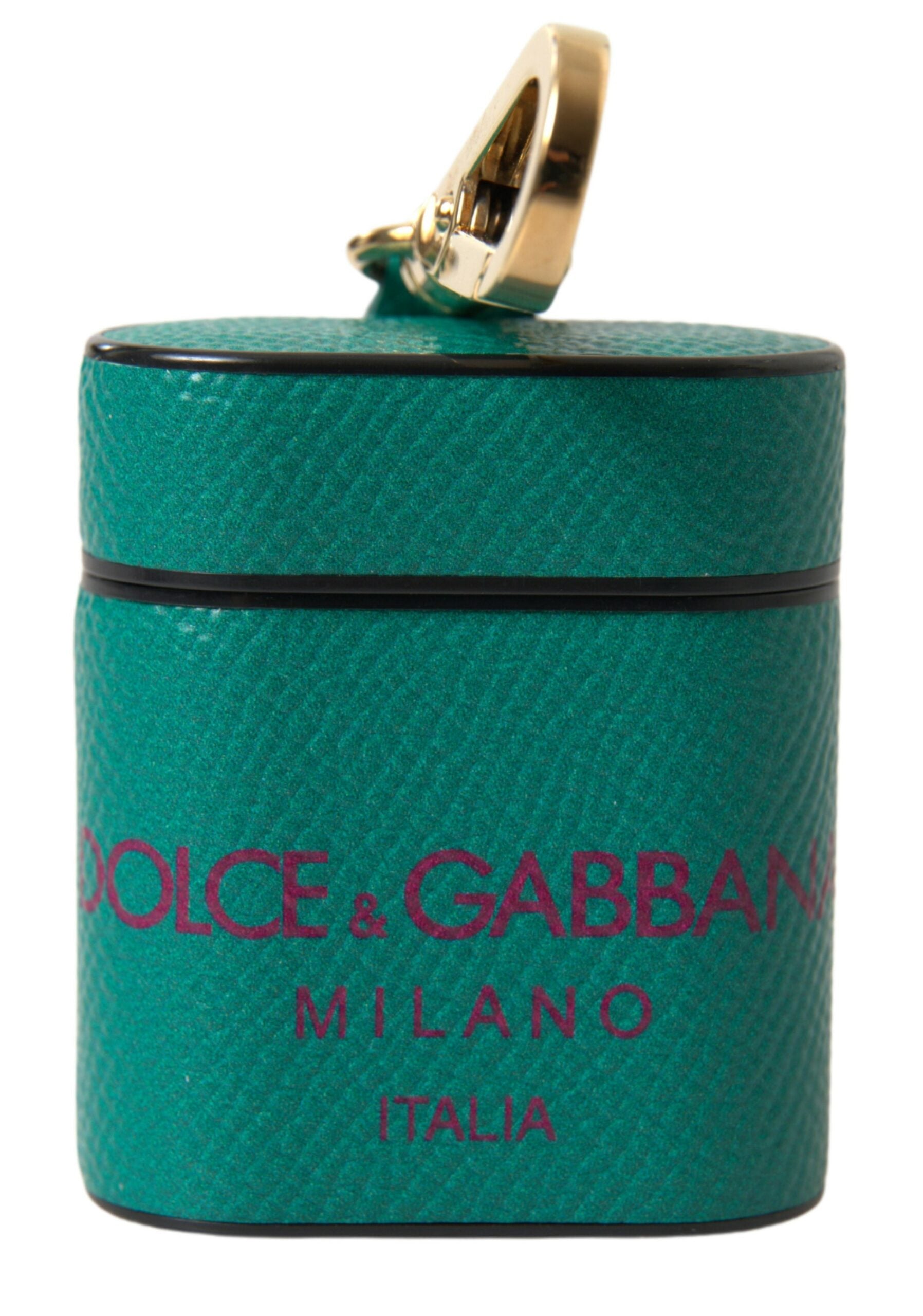 Dolce & Gabbana Elegant Leather Airpods Case in Green and Maroon - Luksusmuotia Dolce & Gabbana - Tutustu YVES JAVANNI® 