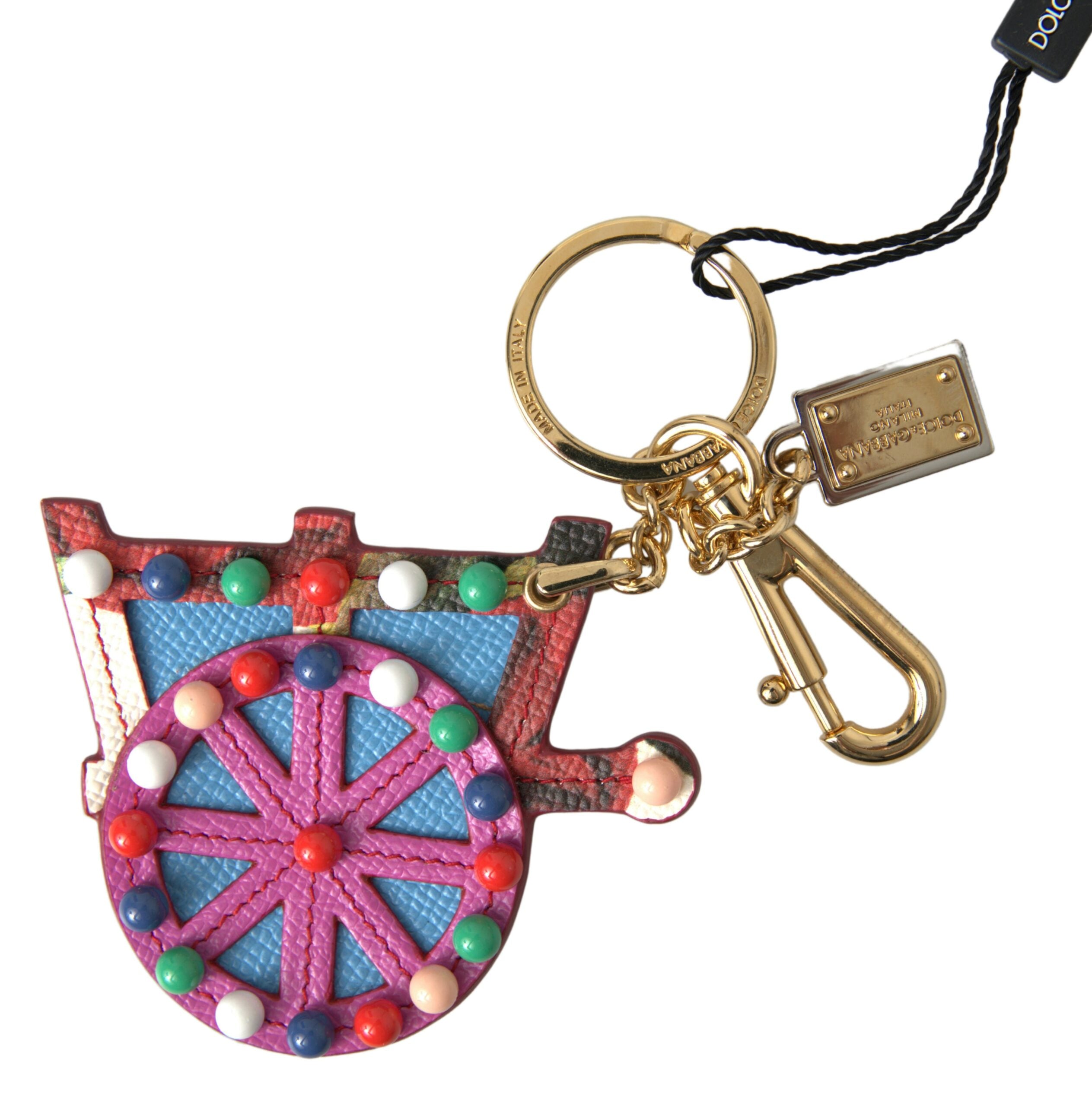 Dolce & Gabbana Elegant Multicolor Keychain with Gold Accents - Luksusmuotia Dolce & Gabbana - Tutustu YVES JAVANNI® 