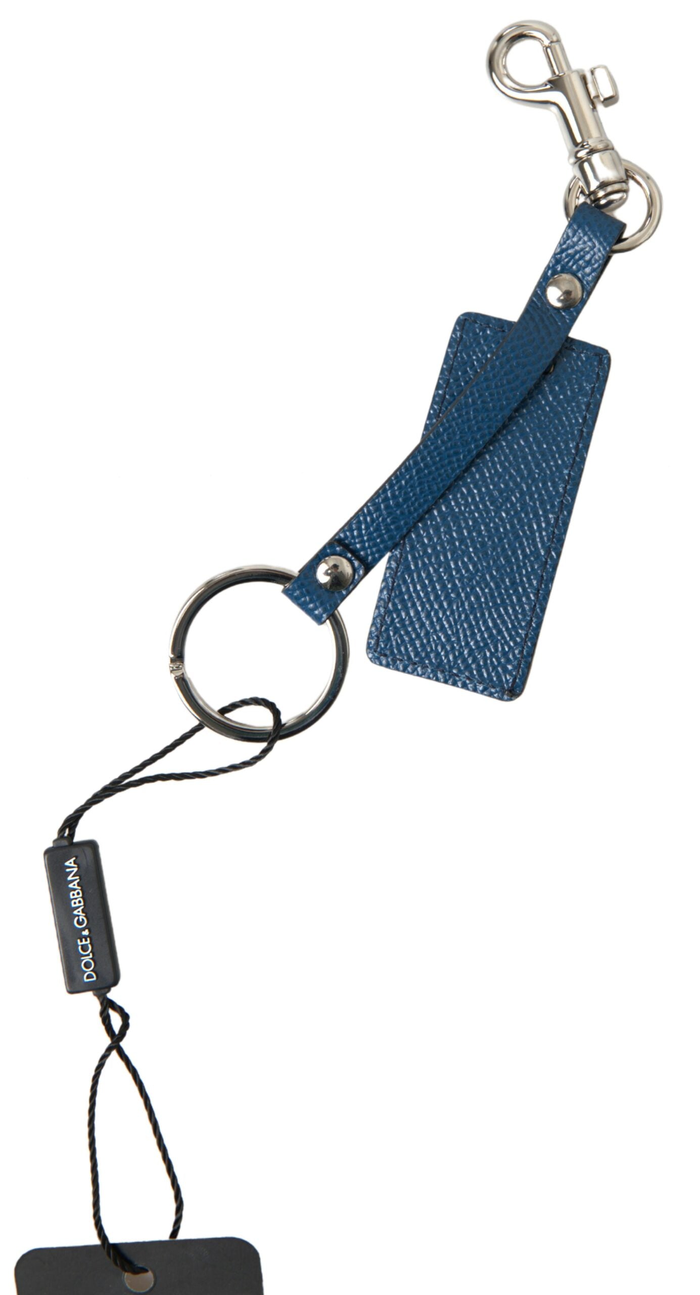 Dolce & Gabbana Elegant Blue Leather Keychain with Silver Accents - Luksusmuotia Dolce & Gabbana - Tutustu YVES JAVANNI® 