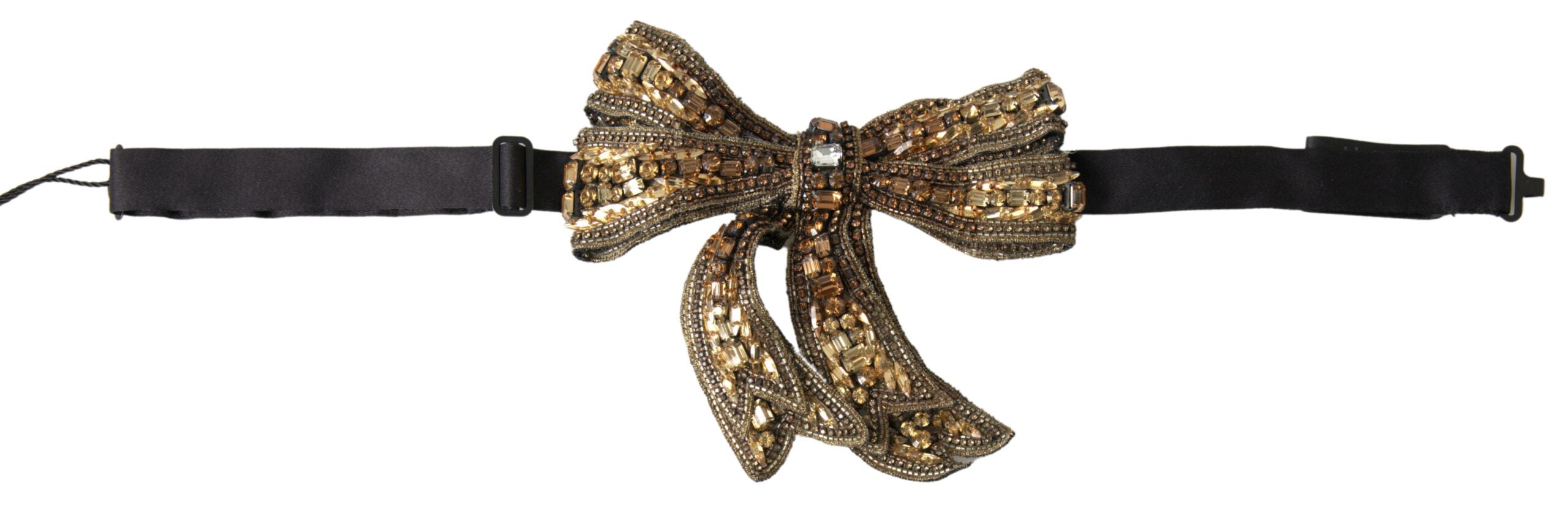 Dolce & Gabbana Gold Crystal Embellished Silk Bowtie - Luksusmuotia Dolce & Gabbana - Tutustu YVES JAVANNI® 