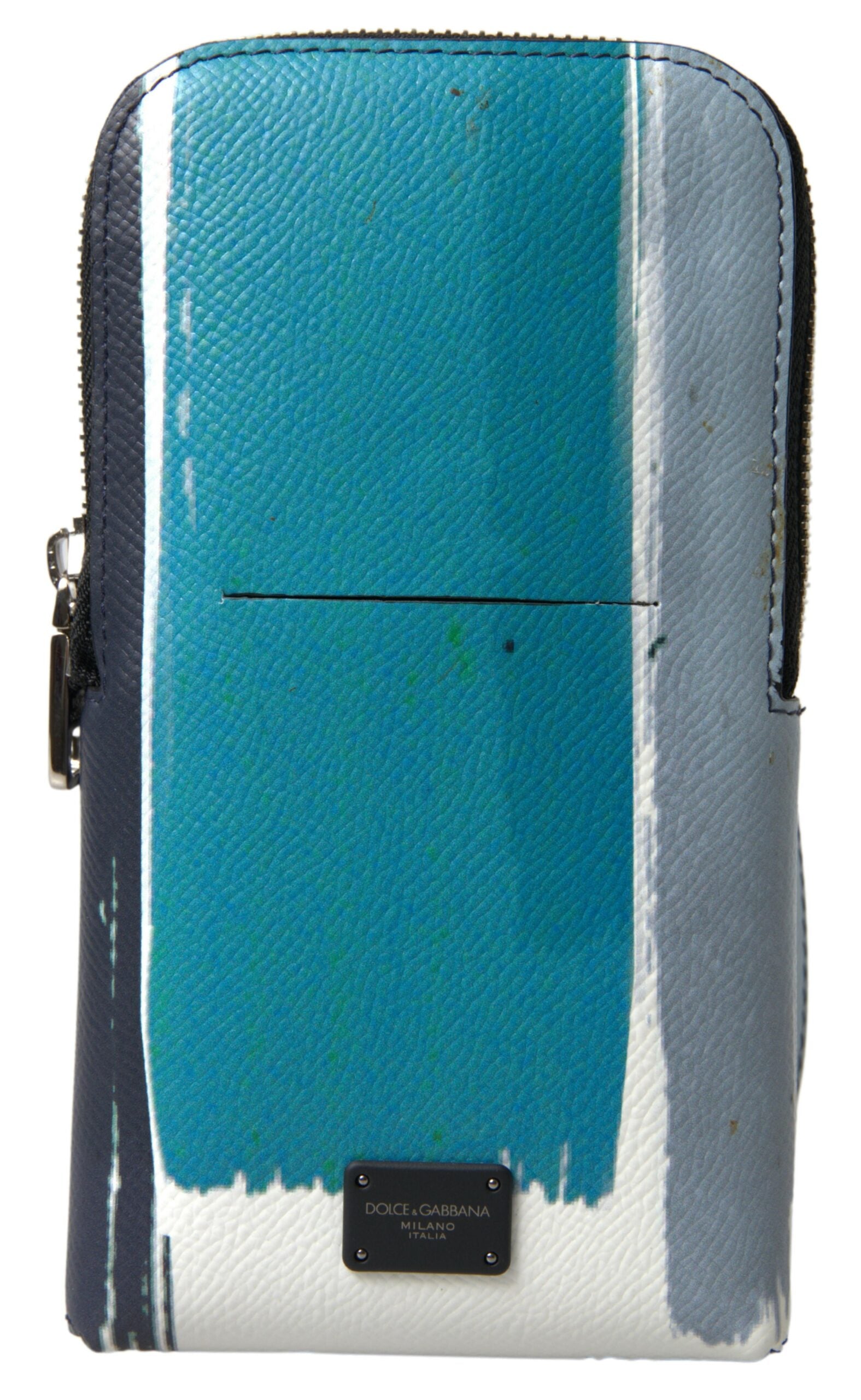 Dolce & Gabbana Elegant Leather Crossbody Phone Bag in Blue & White - Luksusmuotia Dolce & Gabbana - Tutustu YVES JAVANNI® 