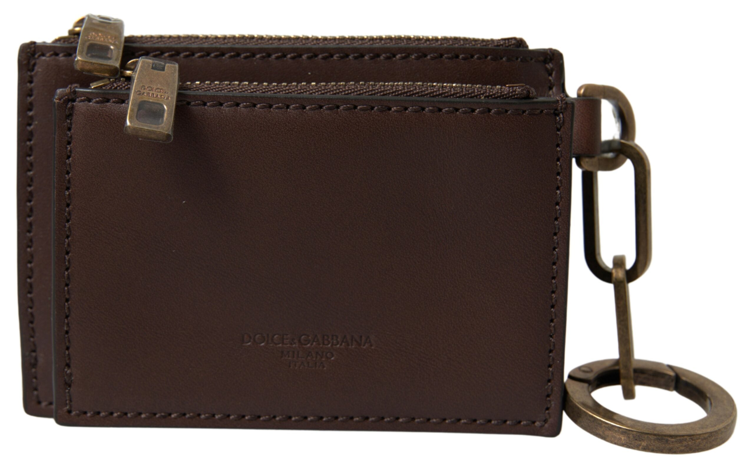 Dolce & Gabbana Elegant Brown Leather Coin Purse Wallet - Luksusmuotia Dolce & Gabbana - Tutustu YVES JAVANNI® 