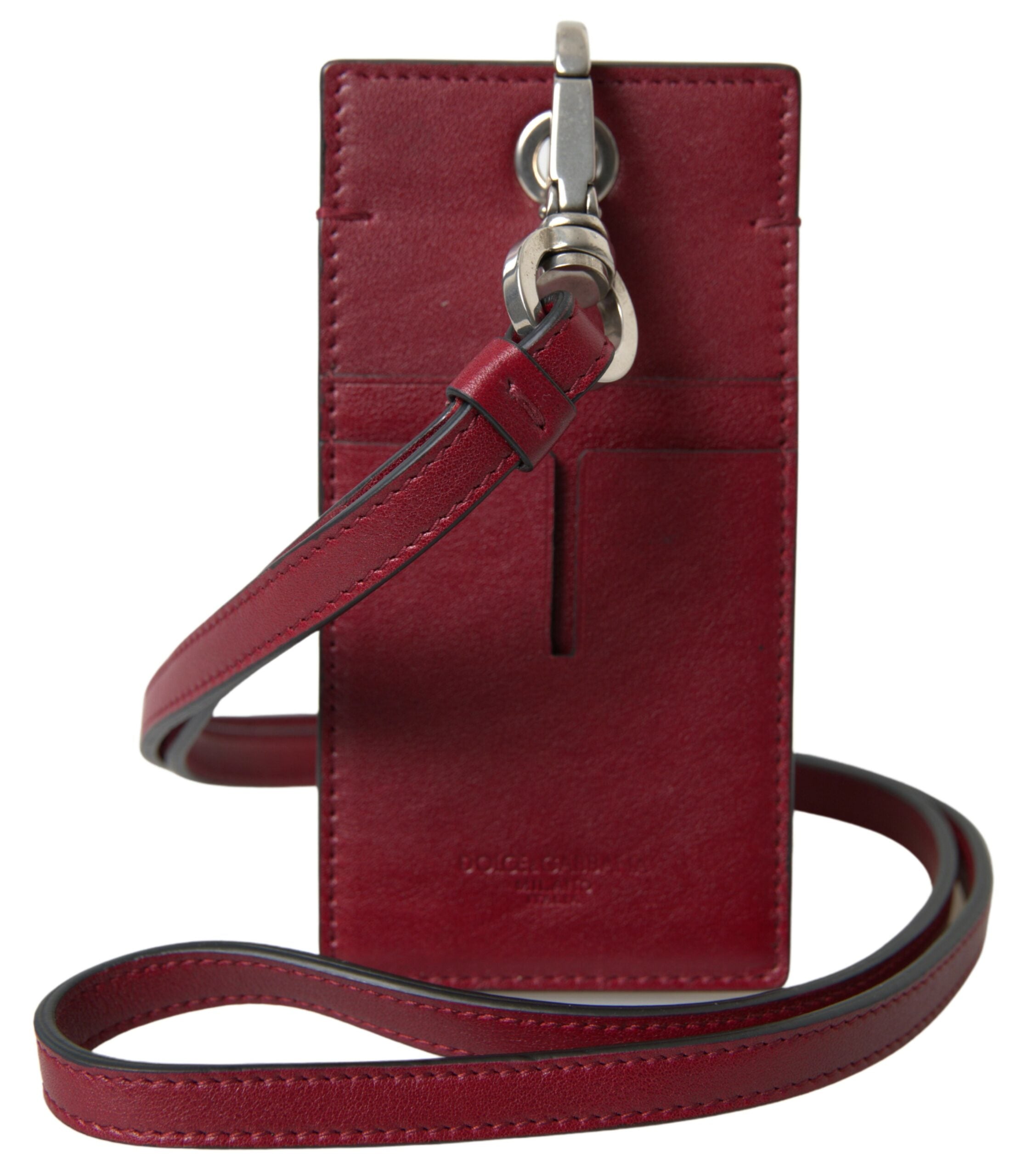 Dolce & Gabbana Elegant Red Leather Cardholder with Lanyard - Luksusmuotia Dolce & Gabbana - Tutustu YVES JAVANNI® 