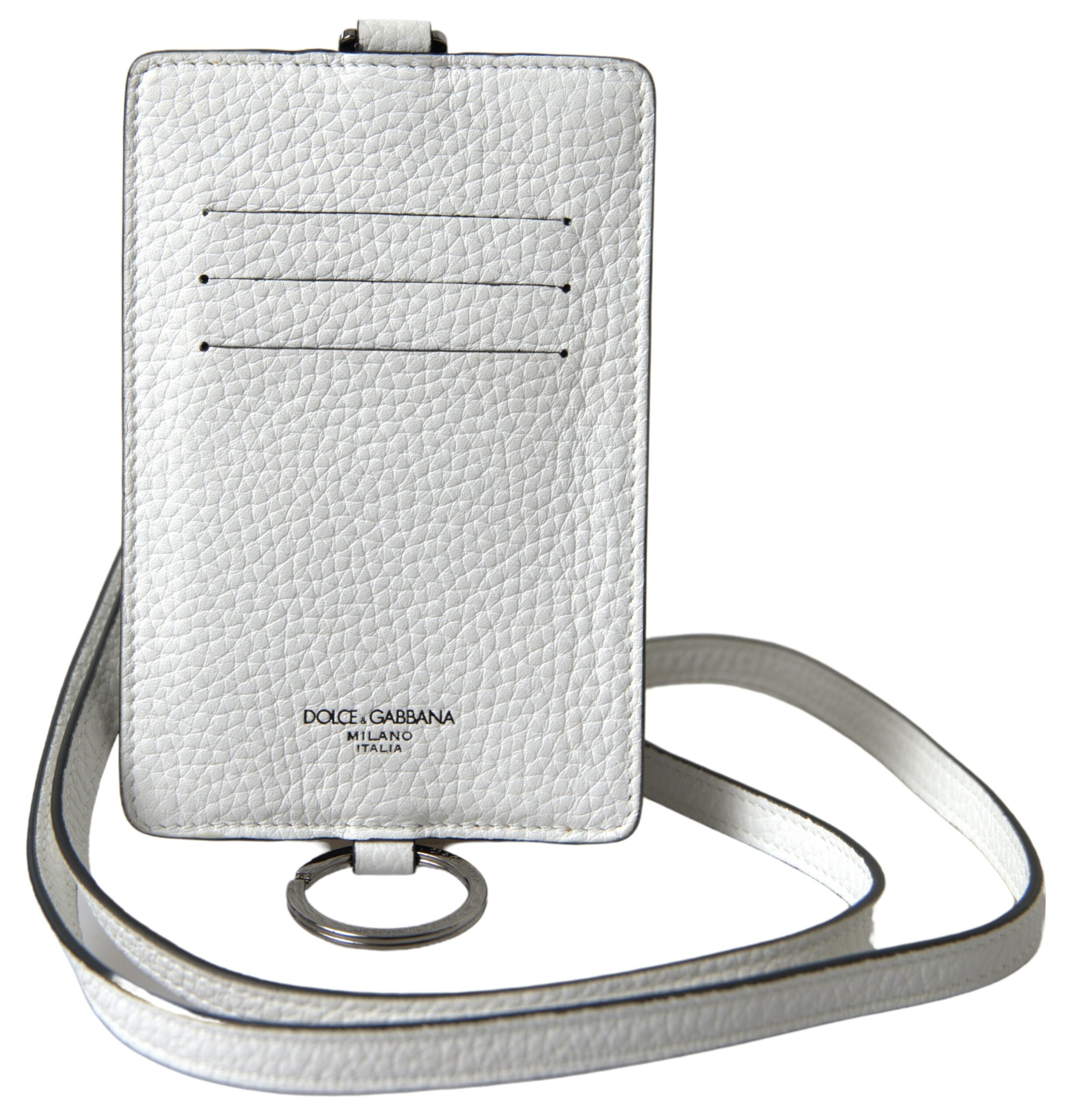 Dolce & Gabbana Elegant White Leather Cardholder Lanyard - Luksuslaukut ja asusteet Dolce & Gabbana - Tutustu YVES JAVANNI® 