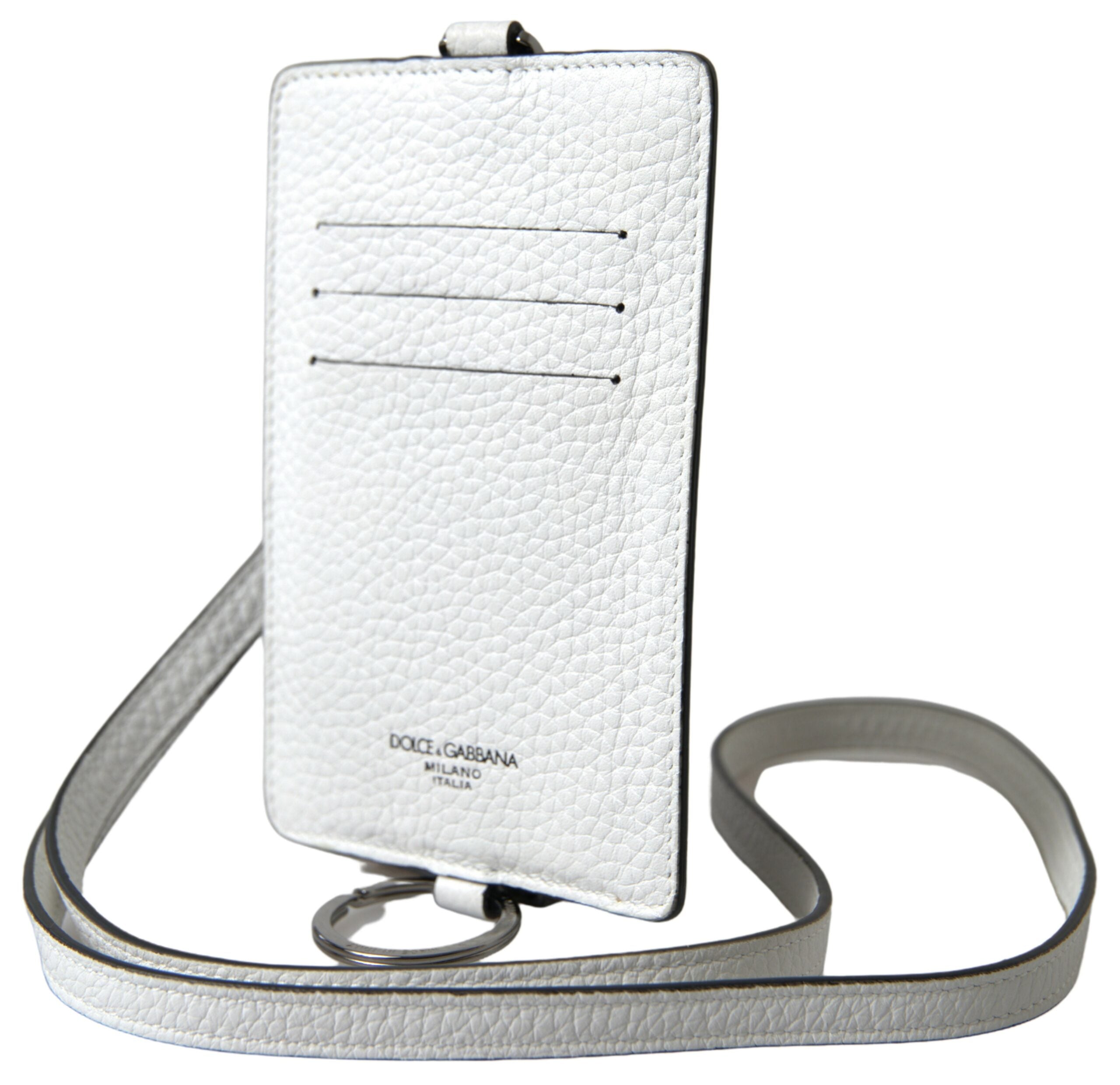 Dolce & Gabbana Elegant White Leather Cardholder Lanyard - Luksuslaukut ja asusteet Dolce & Gabbana - Tutustu YVES JAVANNI® 