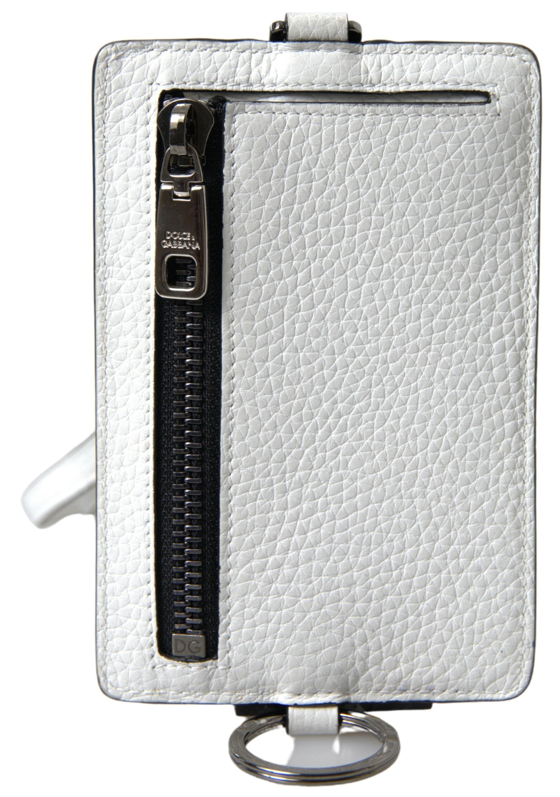 Dolce & Gabbana Elegant White Leather Cardholder Lanyard - Luksuslaukut ja asusteet Dolce & Gabbana - Tutustu YVES JAVANNI® 