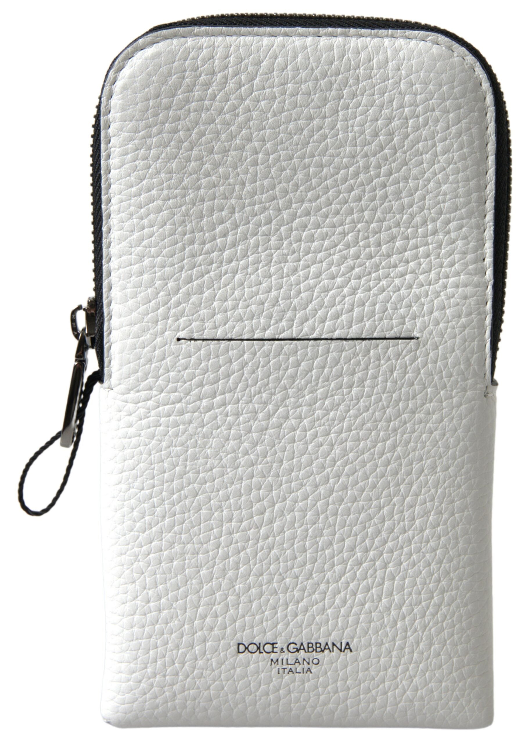 Dolce & Gabbana Elegant White Leather Phone Crossbody Bag - Luksusmuotia Dolce & Gabbana - Tutustu YVES JAVANNI® 