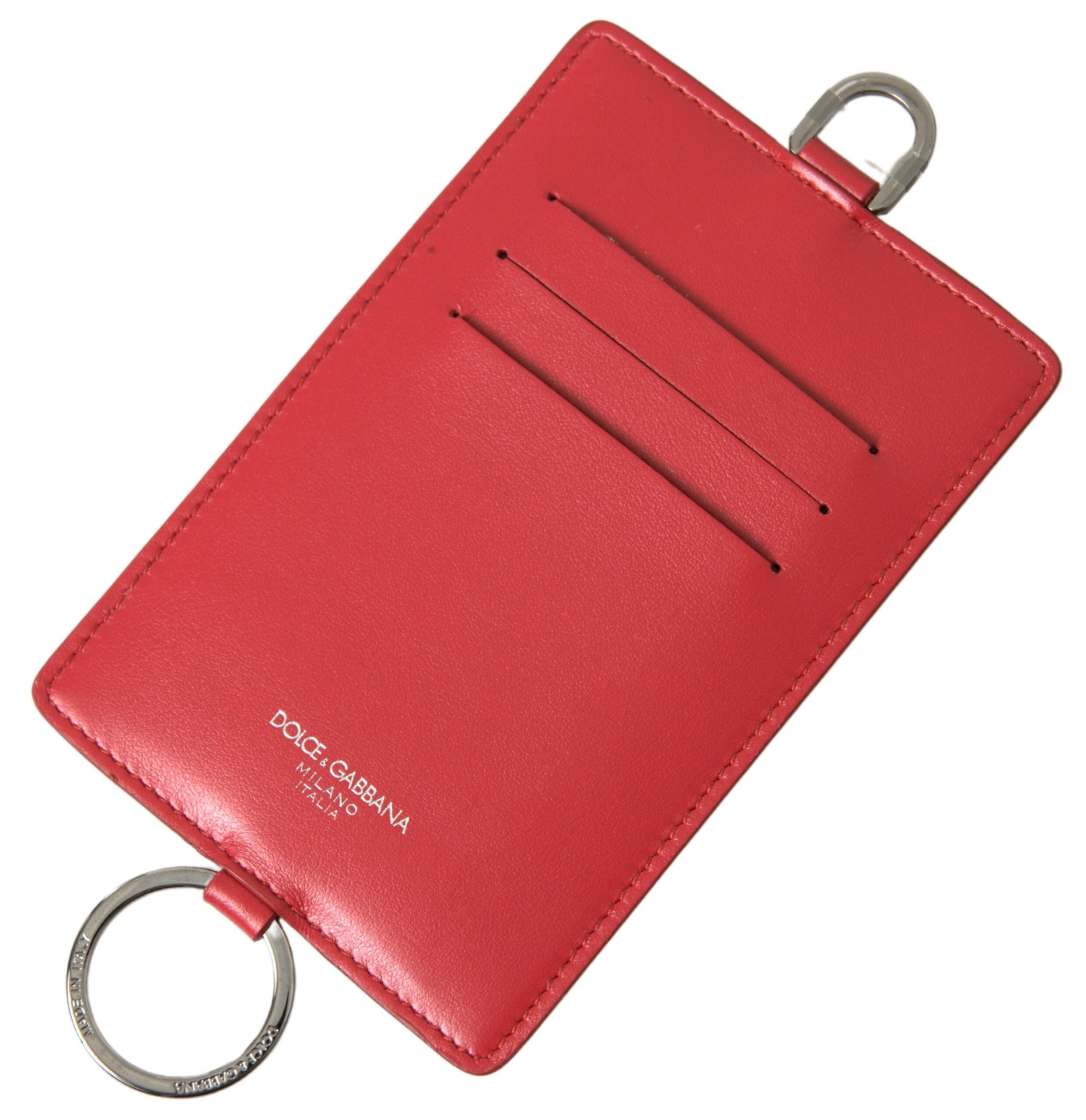 Dolce & Gabbana Elegant Red Leather Lanyard Card Holder - Luksusmuotia Dolce & Gabbana - Tutustu YVES JAVANNI® 