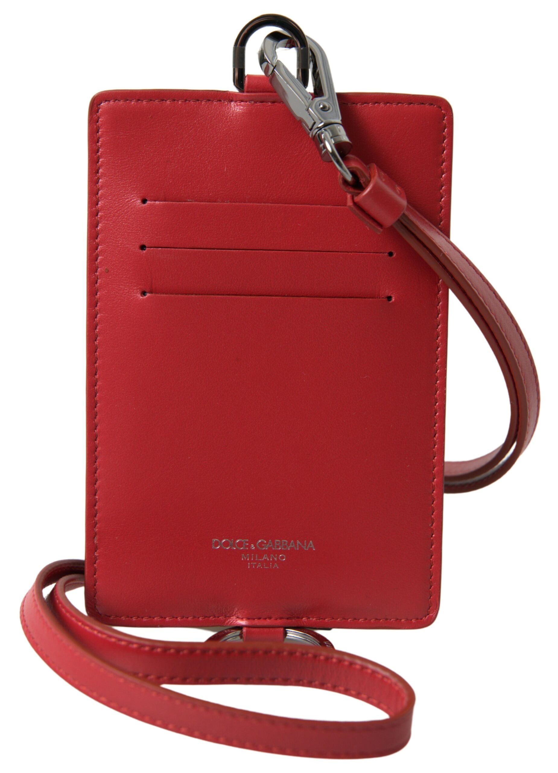 Dolce & Gabbana Elegant Red Leather Lanyard Card Holder - Luksusmuotia Dolce & Gabbana - Tutustu YVES JAVANNI® 