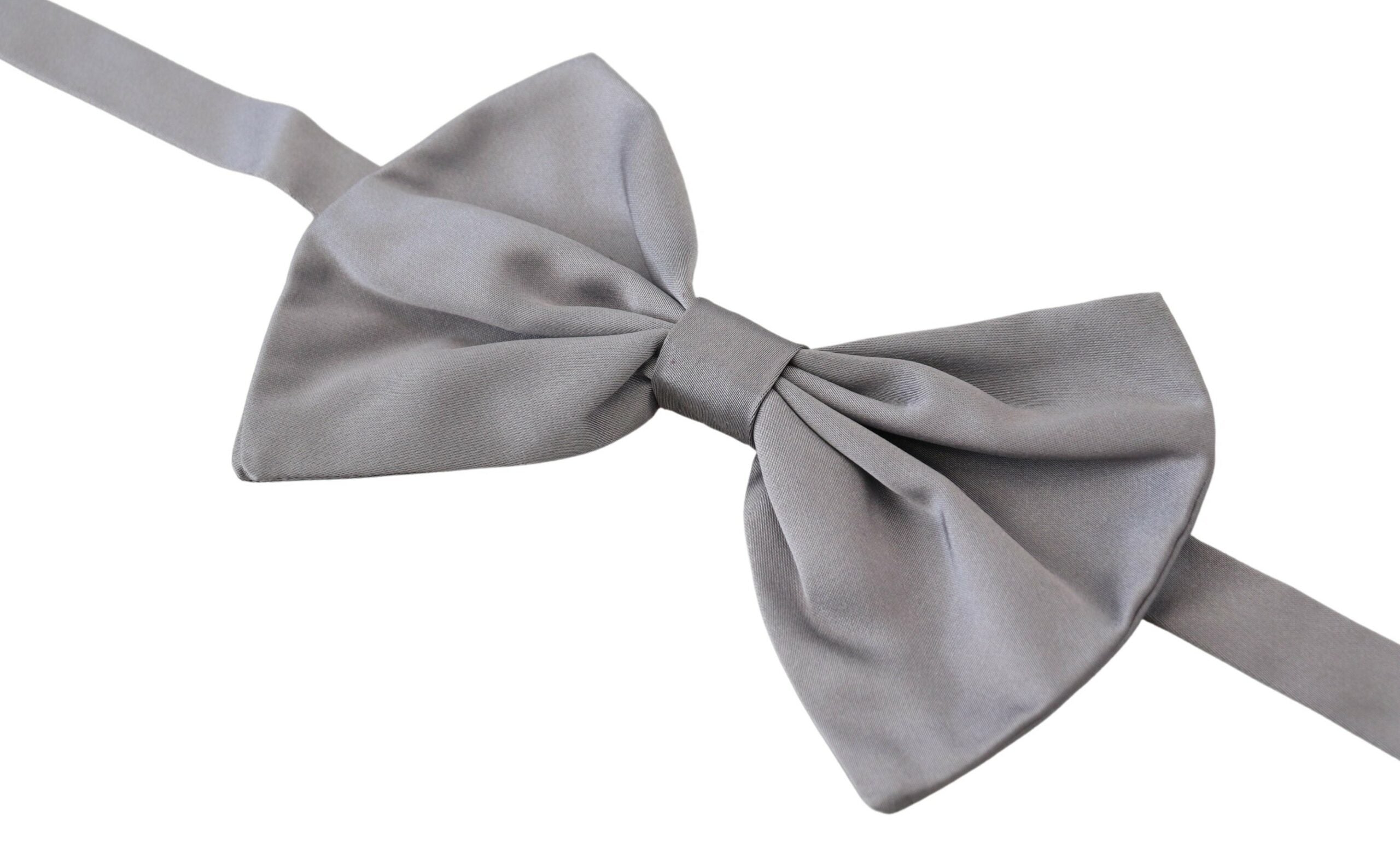 Dolce & Gabbana Elegant Silver Gray Silk Bow Tie - Luksusmuotia Dolce & Gabbana - Tutustu YVES JAVANNI® 