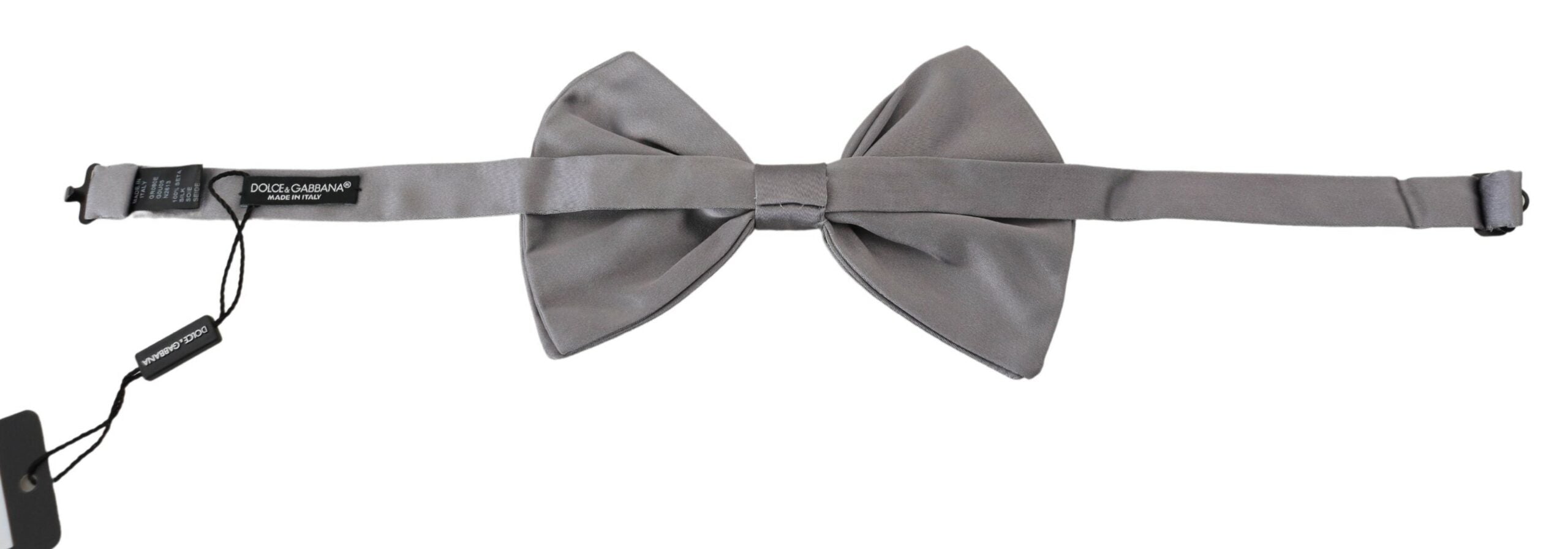 Dolce & Gabbana Elegant Silver Gray Silk Bow Tie - Luksusmuotia Dolce & Gabbana - Tutustu YVES JAVANNI® 