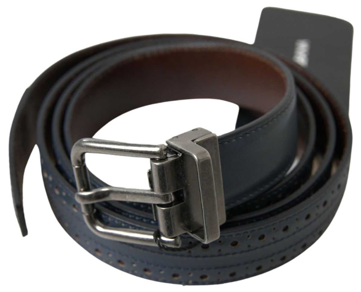 Dolce & Gabbana Elegant Blue Leather Belt with Metal Buckle - Luksusmuotia Dolce & Gabbana - Tutustu YVES JAVANNI® 