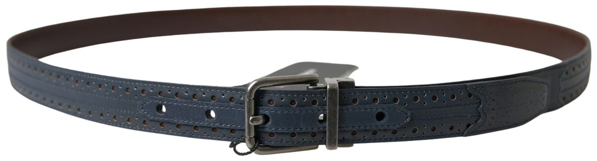 Dolce & Gabbana Elegant Blue Leather Belt with Metal Buckle - Luksusmuotia Dolce & Gabbana - Tutustu YVES JAVANNI® 