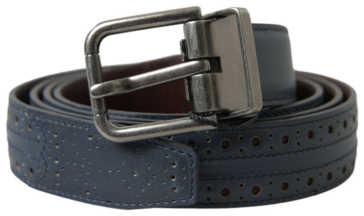 Dolce & Gabbana Elegant Blue Leather Belt with Metal Buckle - Luksusmuotia Dolce & Gabbana - Tutustu YVES JAVANNI® 