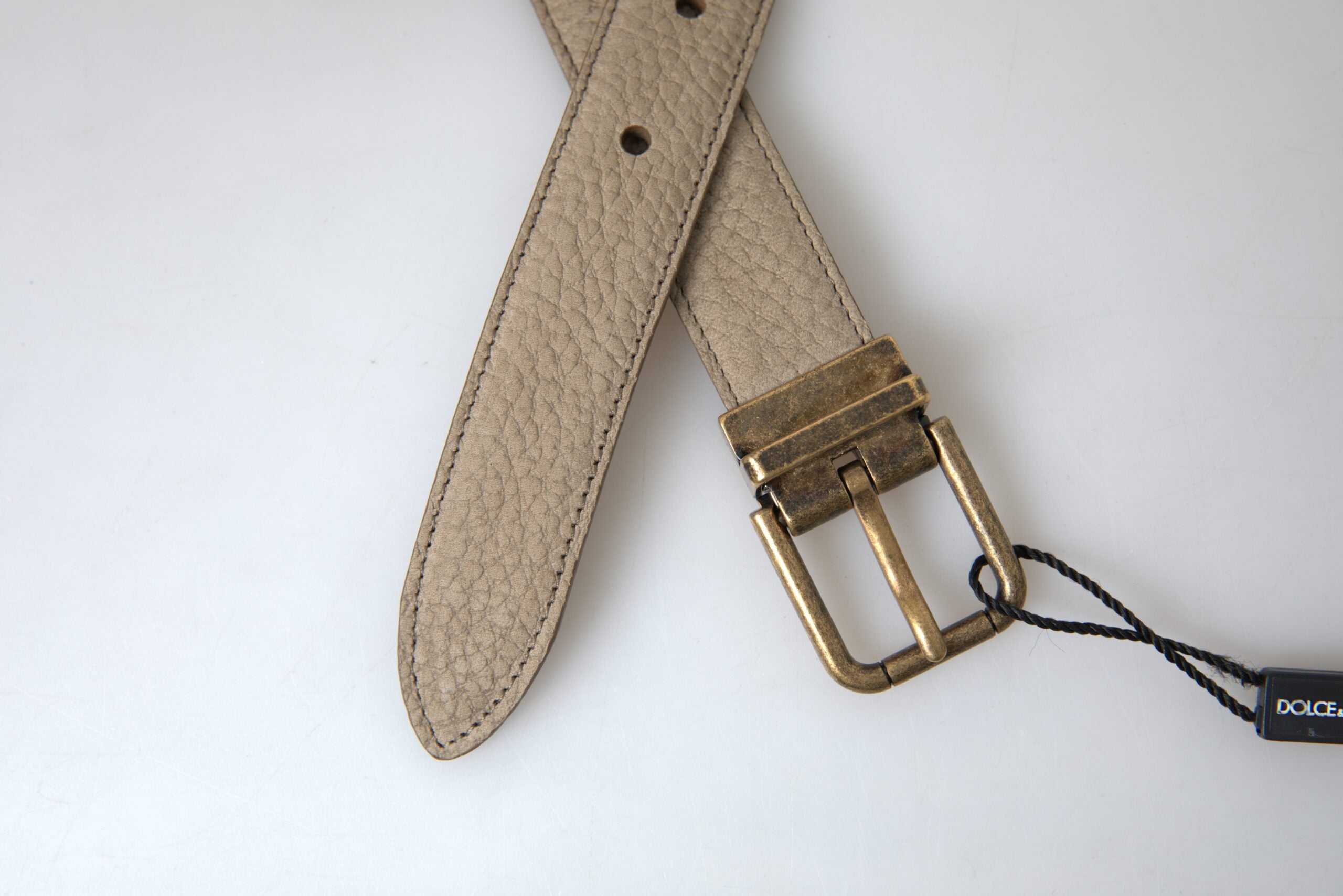 Dolce & Gabbana Elegant Beige Leather Belt with Metal Buckle - Luksusmuotia Dolce & Gabbana - Tutustu YVES JAVANNI® 