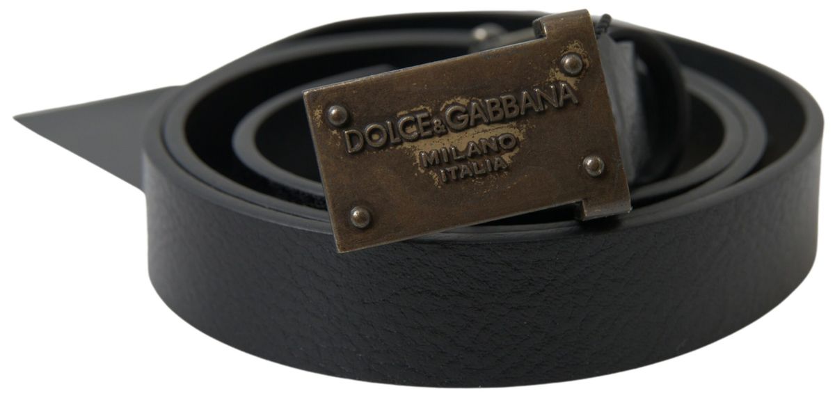 Dolce & Gabbana Elegant Black Leather Belt - Metal Buckle Closure - Luksusmuotia Dolce & Gabbana - Tutustu YVES JAVANNI® 