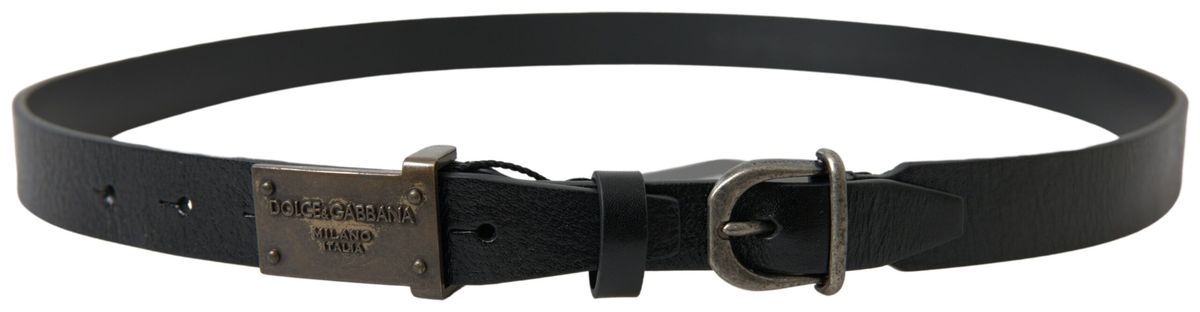 Dolce & Gabbana Elegant Black Leather Belt - Metal Buckle Closure - Luksusmuotia Dolce & Gabbana - Tutustu YVES JAVANNI® 