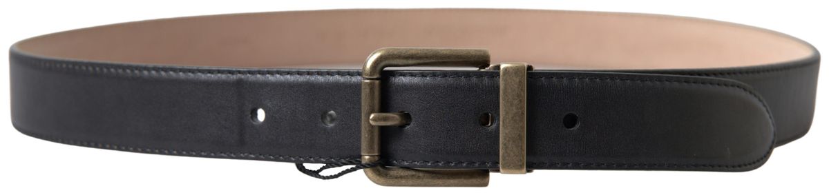 Dolce & Gabbana Elegant Black Leather Belt with Metal Buckle - Luksusmuotia Dolce & Gabbana - Tutustu YVES JAVANNI® 