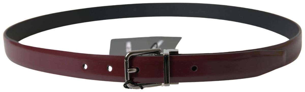 Dolce & Gabbana Elegant Bordeaux Leather Belt with Metal Buckle - Luksusmuotia Dolce & Gabbana - Tutustu YVES JAVANNI® 