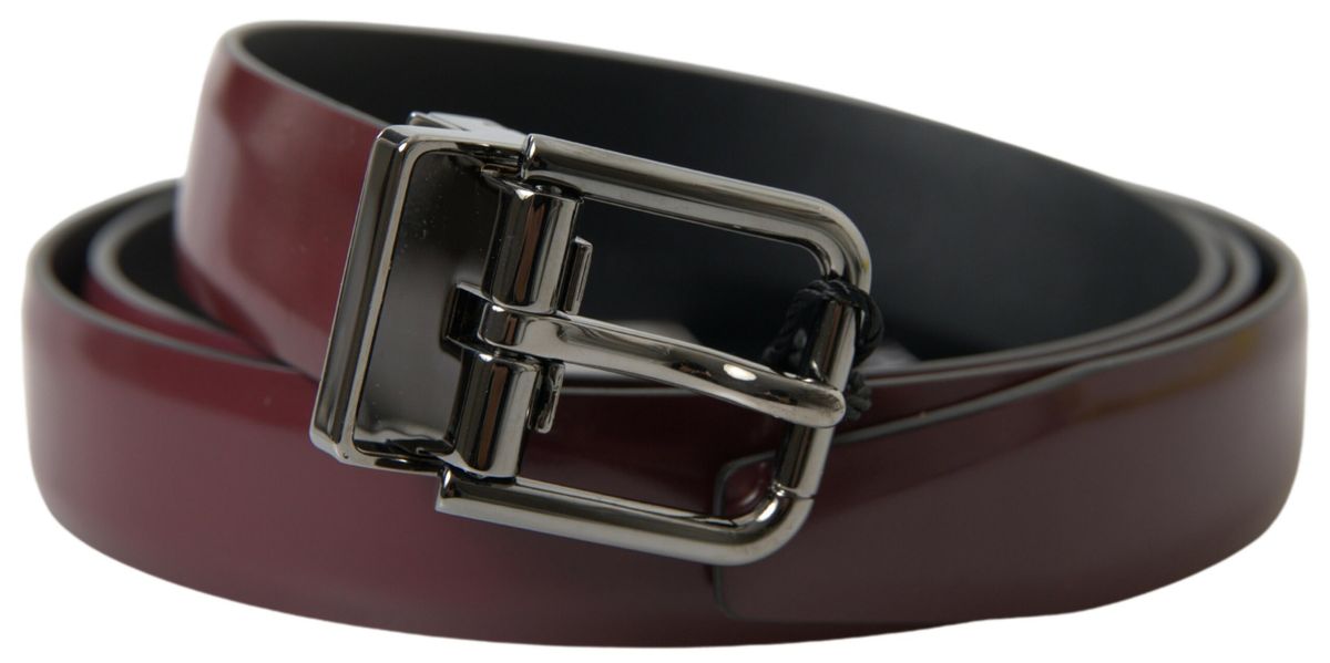 Dolce & Gabbana Elegant Bordeaux Leather Belt with Metal Buckle - Luksusmuotia Dolce & Gabbana - Tutustu YVES JAVANNI® 