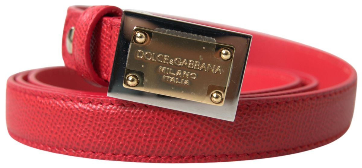 Dolce & Gabbana Elegant Red Leather Designer Belt - Luksusmuotia Dolce & Gabbana - Tutustu YVES JAVANNI® 