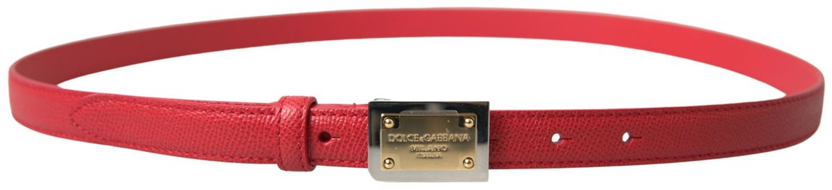 Dolce & Gabbana Elegant Red Leather Designer Belt - Luksusmuotia Dolce & Gabbana - Tutustu YVES JAVANNI® 