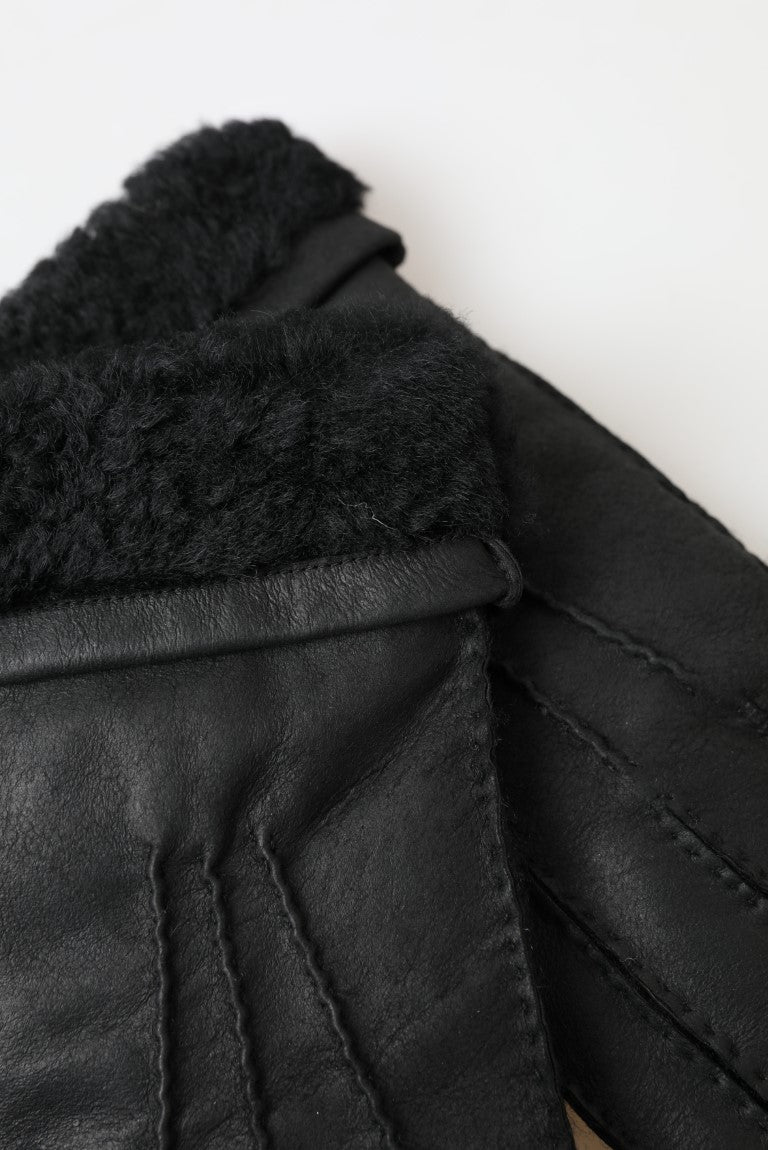 Dolce & Gabbana Elegant Black Leather Winter Gloves - Luksusmuotia Dolce & Gabbana - Tutustu YVES JAVANNI® 