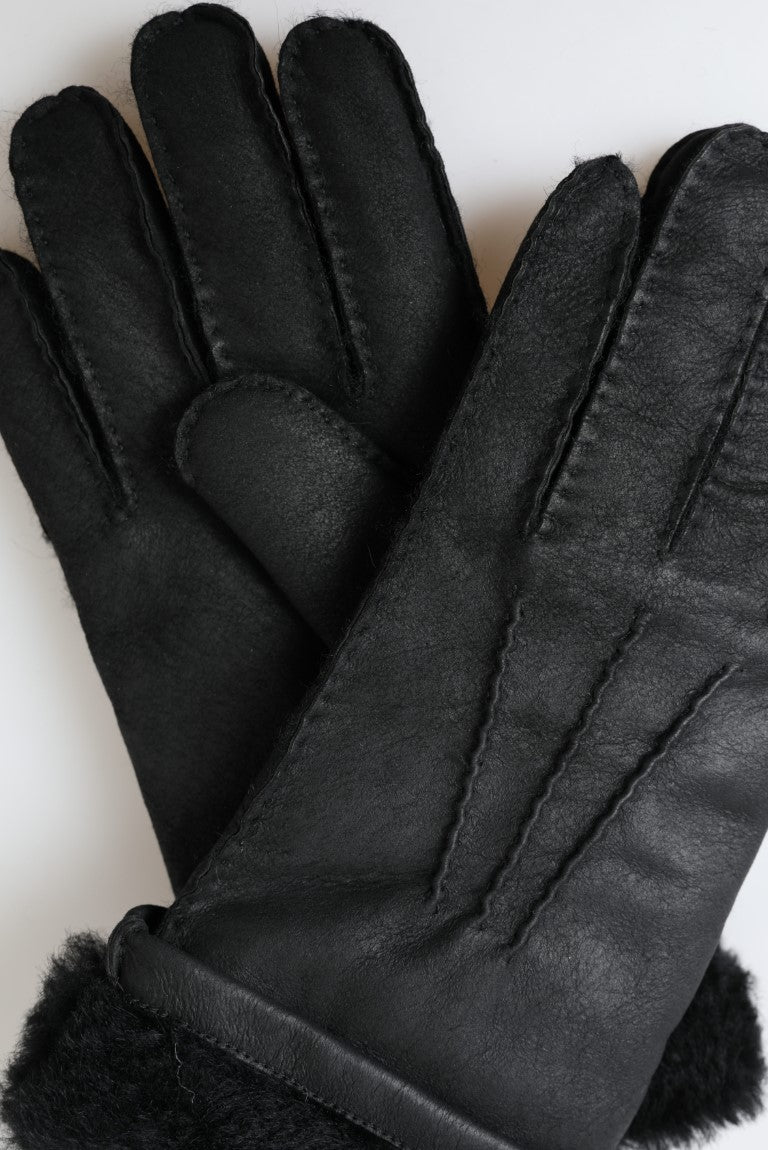 Dolce & Gabbana Elegant Black Leather Winter Gloves - Luksusmuotia Dolce & Gabbana - Tutustu YVES JAVANNI® 