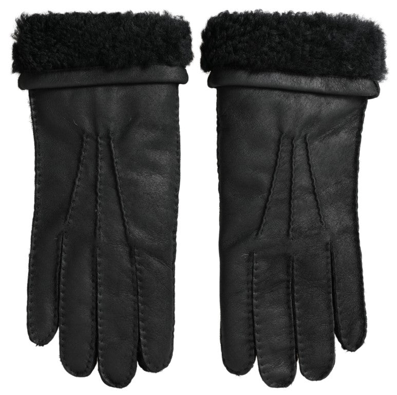 Dolce & Gabbana Elegant Black Leather Winter Gloves - Luksusmuotia Dolce & Gabbana - Tutustu YVES JAVANNI® 