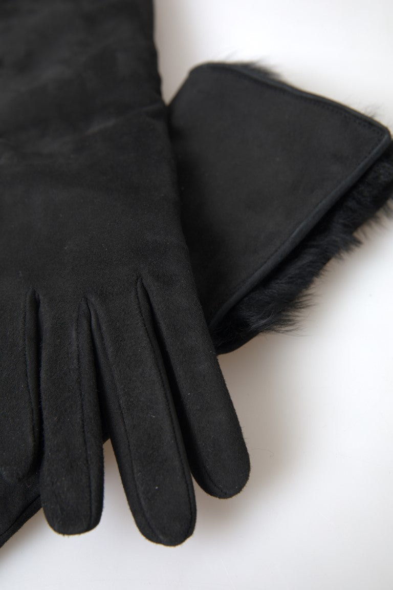 Dolce & Gabbana Elegant Leather Elbow Length Gloves with Fur Trim - Luksusmuotia Dolce & Gabbana - Tutustu YVES JAVANNI® 