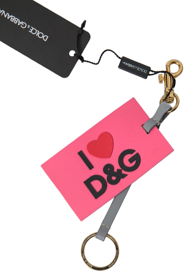 Dolce & Gabbana Chic Pink Leather-Trimmed Keychain - Luksusmuotia Dolce & Gabbana - Tutustu YVES JAVANNI® 