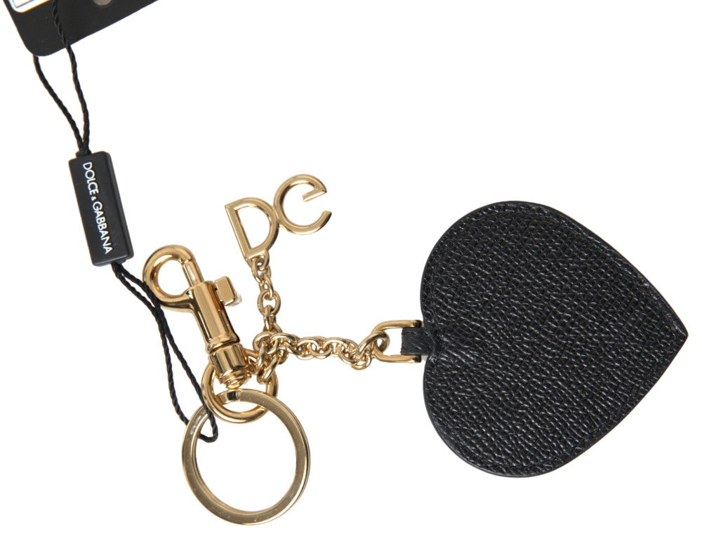 Dolce & Gabbana Elegant Black Leather Keychain with Fuchsia Accent - Luksusmuotia Dolce & Gabbana - Tutustu YVES JAVANNI® 