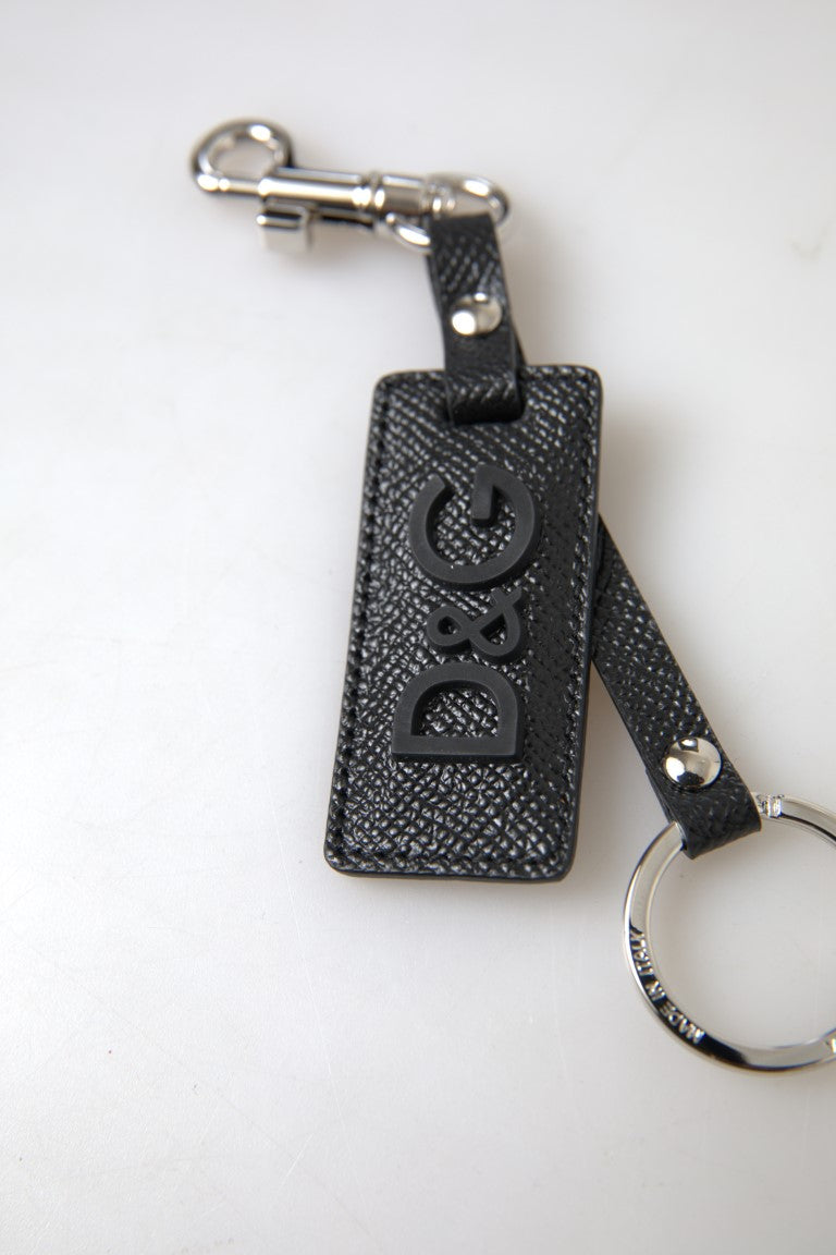 Dolce & Gabbana Elegant Black Leather Keyring Accessory - Luksusmuotia Dolce & Gabbana - Tutustu YVES JAVANNI® 