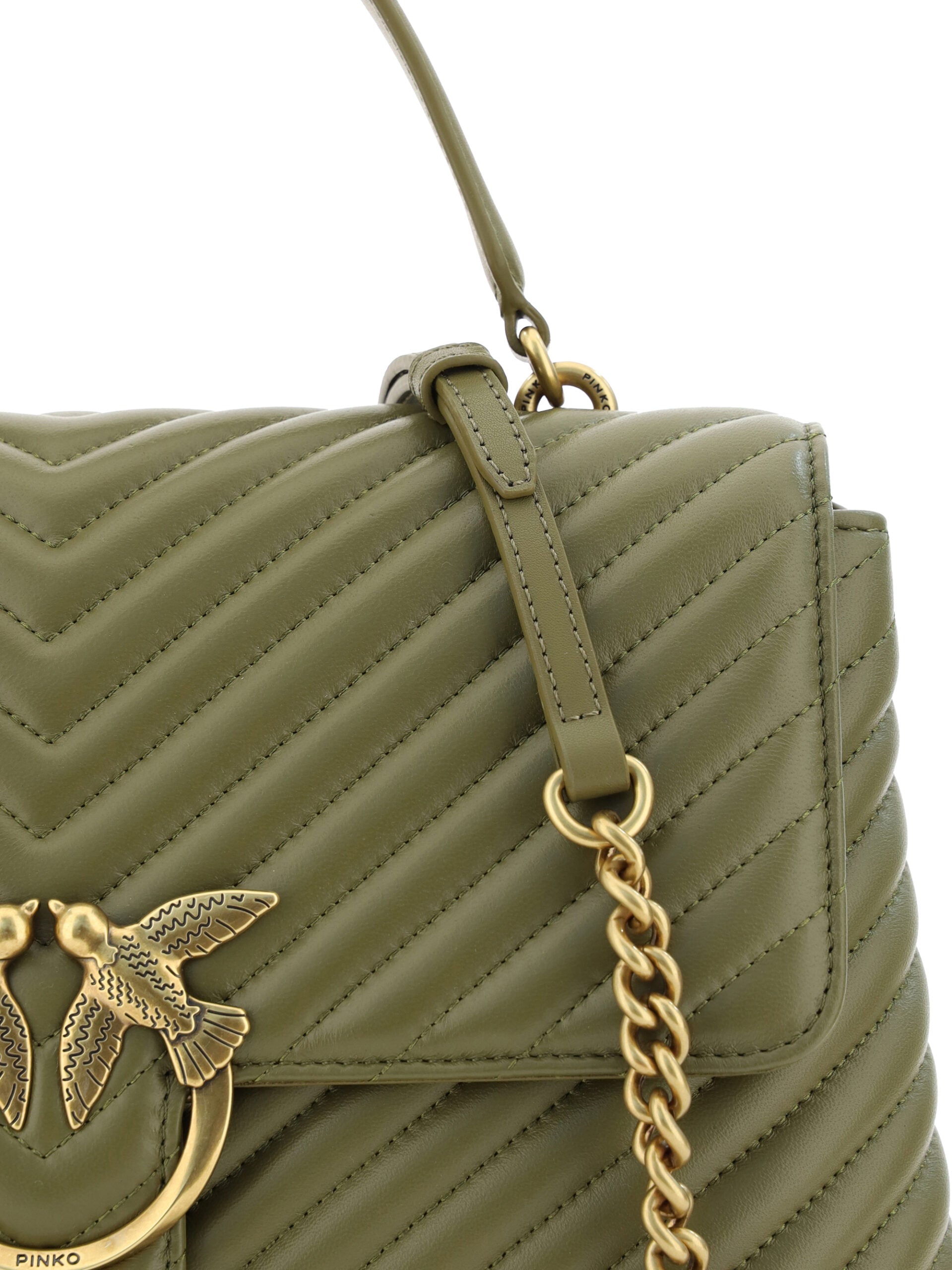 PINKO Emerald Elegance Calf Leather Handbag - Luksusmuotia PINKO - Tutustu YVES JAVANNI® 