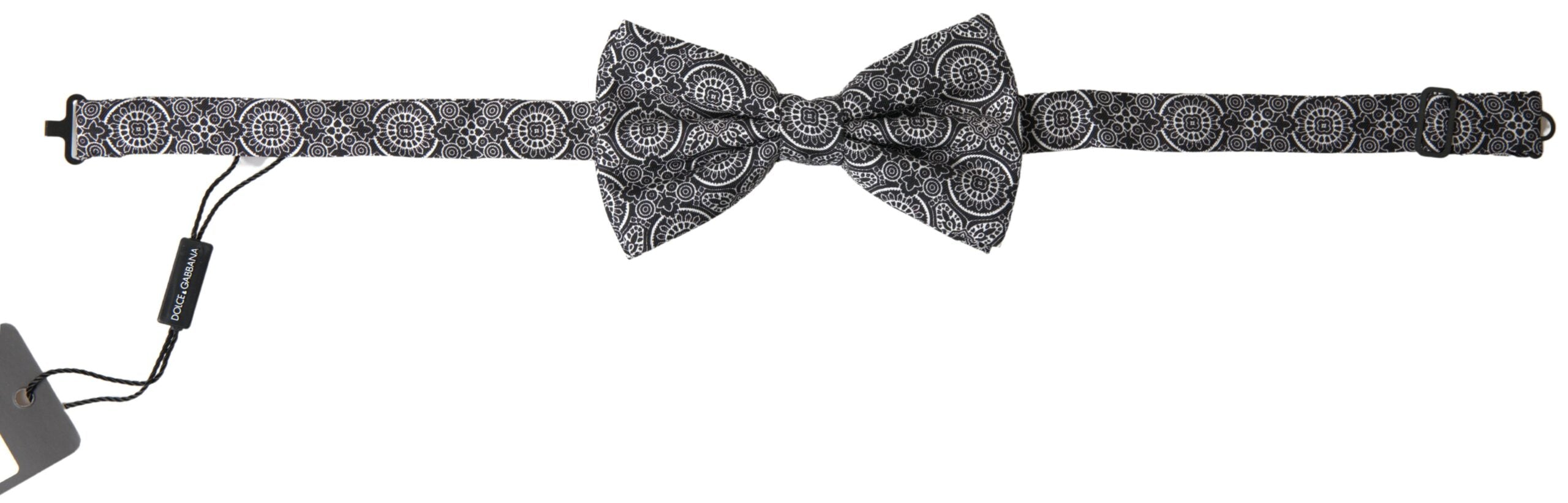 Dolce & Gabbana Elegant Black & White Silk Bow Tie - Luksusmuotia Dolce & Gabbana - Tutustu YVES JAVANNI® 