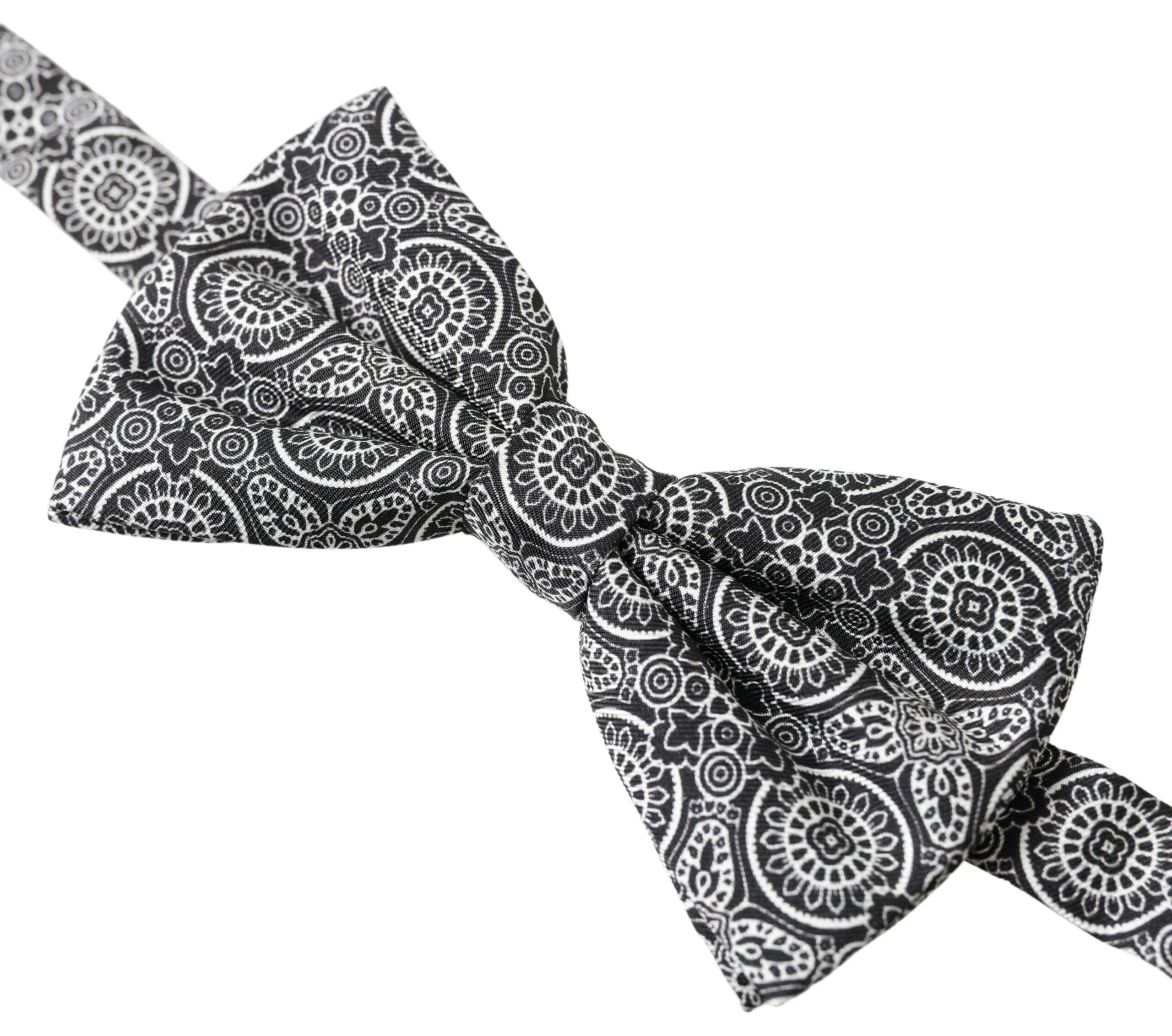 Dolce & Gabbana Elegant Black & White Silk Bow Tie - Luksusmuotia Dolce & Gabbana - Tutustu YVES JAVANNI® 