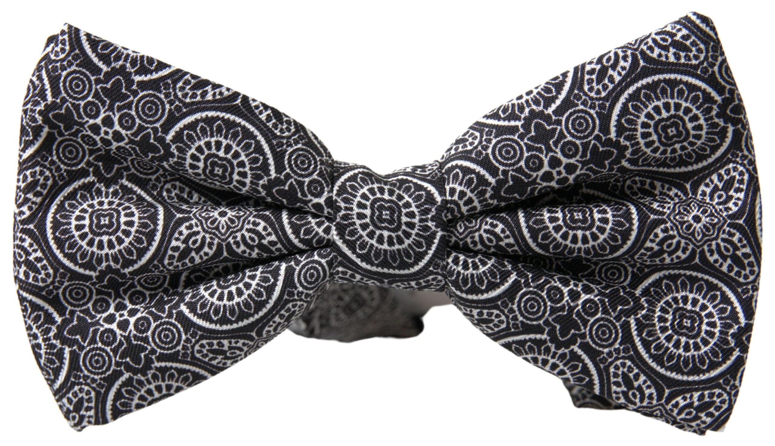 Dolce & Gabbana Elegant Black & White Silk Bow Tie - Luksusmuotia Dolce & Gabbana - Tutustu YVES JAVANNI® 