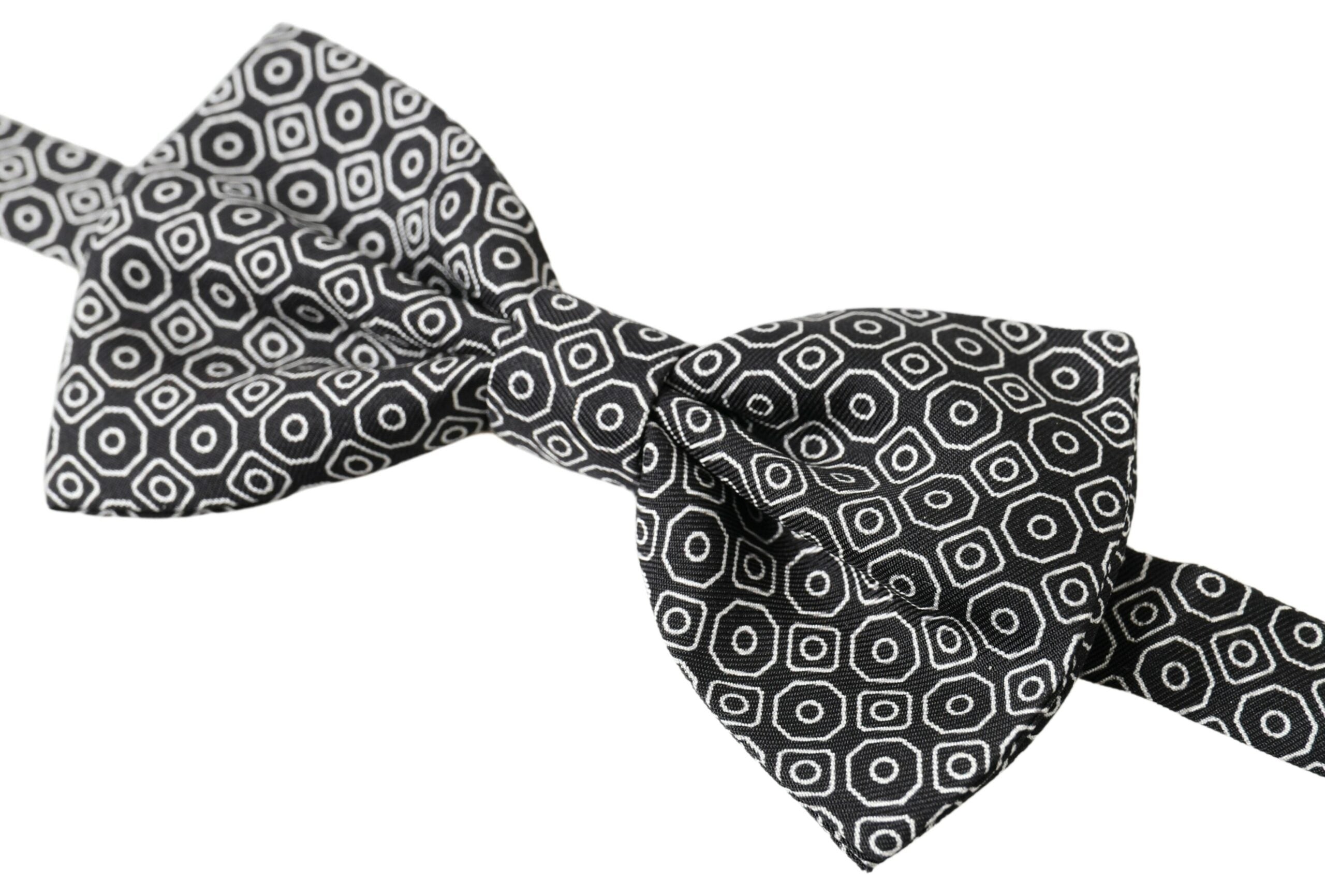 Dolce & Gabbana Elegant Black and White Silk Bow Tie - Luksusmuotia Dolce & Gabbana - Tutustu YVES JAVANNI® 