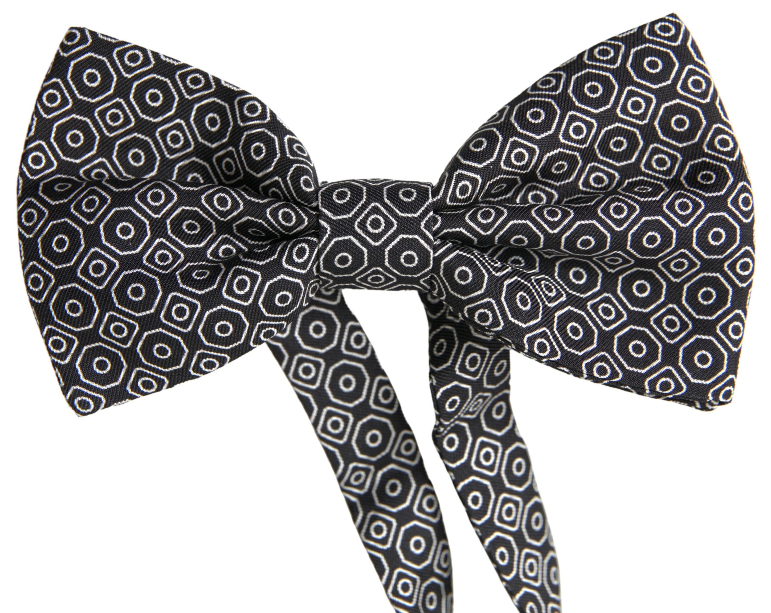 Dolce & Gabbana Elegant Black and White Silk Bow Tie - Luksusmuotia Dolce & Gabbana - Tutustu YVES JAVANNI® 