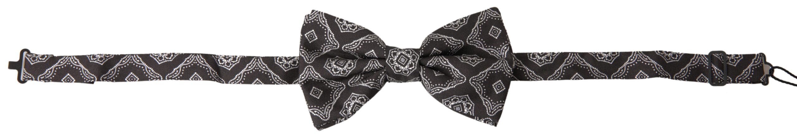 Dolce & Gabbana Elegant Silk Tied Bow Tie in Black & White - Luksusmuotia Dolce & Gabbana - Tutustu YVES JAVANNI® 