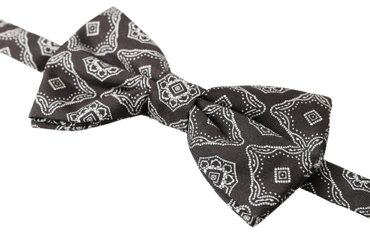 Dolce & Gabbana Elegant Silk Tied Bow Tie in Black & White - Luksusmuotia Dolce & Gabbana - Tutustu YVES JAVANNI® 